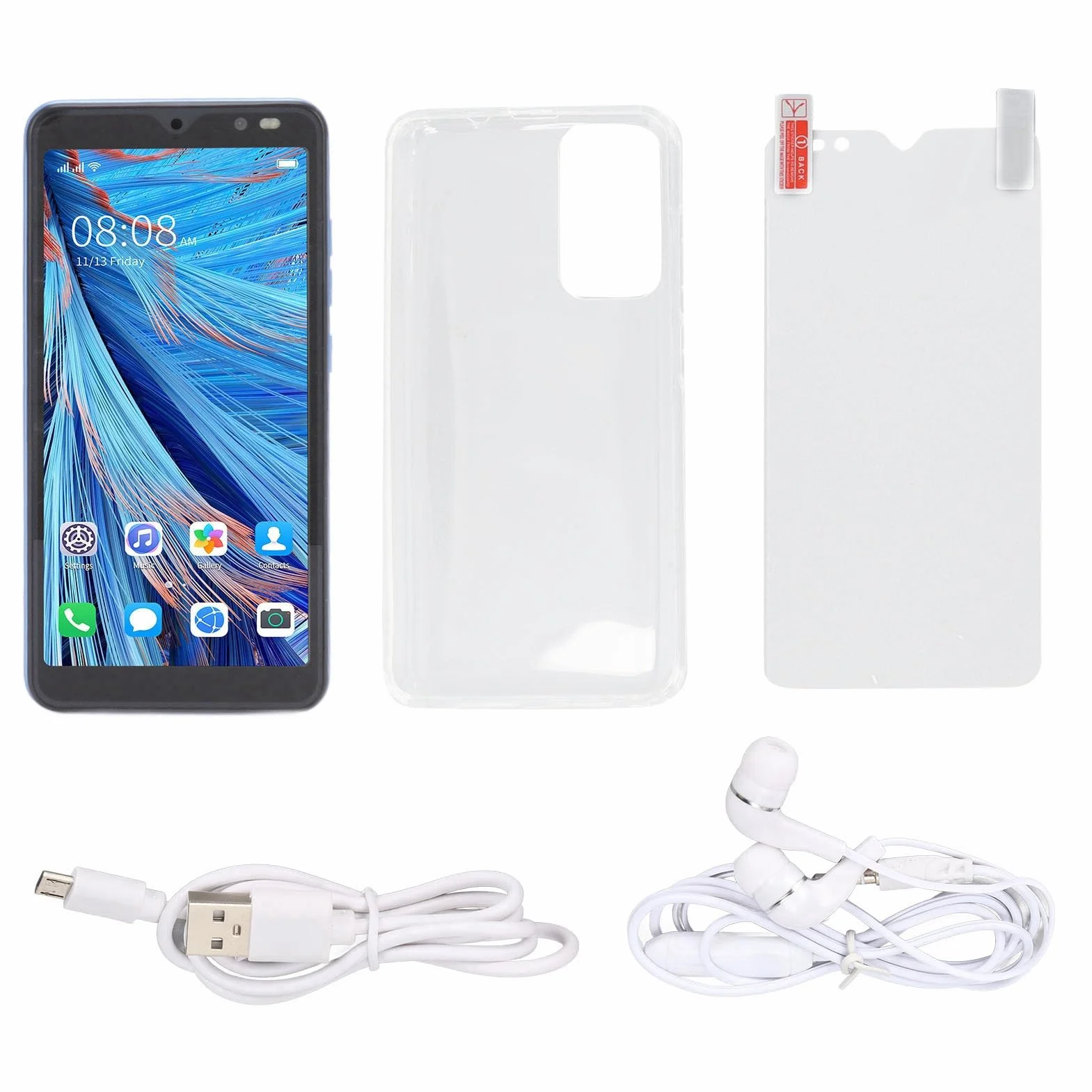 Telefon Komórkowy Rino8 Pro 3G, Smartfon Dual SIM Z Podwójnym Trybem Gotowości, Telefon Komórkowy Z Pełnym Ekranem 5,45 Cala HD Plus, 2 GB/32 GB, Tylny Aparat Przedni 5 MP I 2 MP(Niebieski)