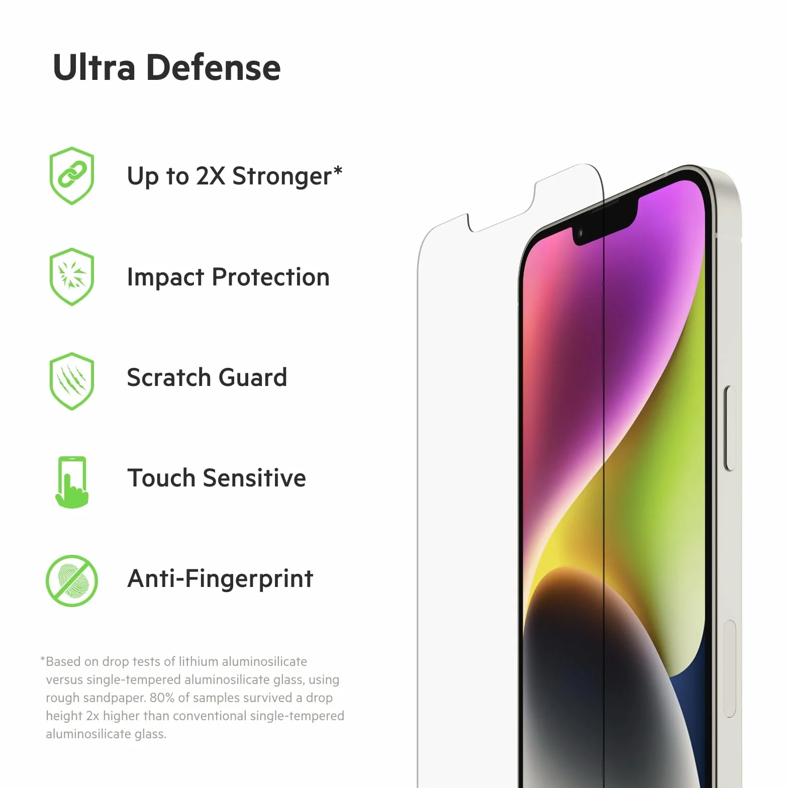 Belkin iPhone 13 Pro Max folia ochronna na ekran UltraGlass, antybakteryjna, łatwa aplikacja bez pęcherzyków powietrza z dołączoną tacą pomocniczą