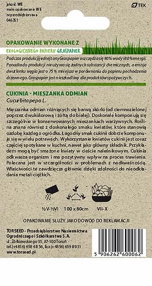 Mieszanka odmian cukinii (Cucurbita pepo) - żywe spektrum kolorów, łatwa uprawa, 3 g
