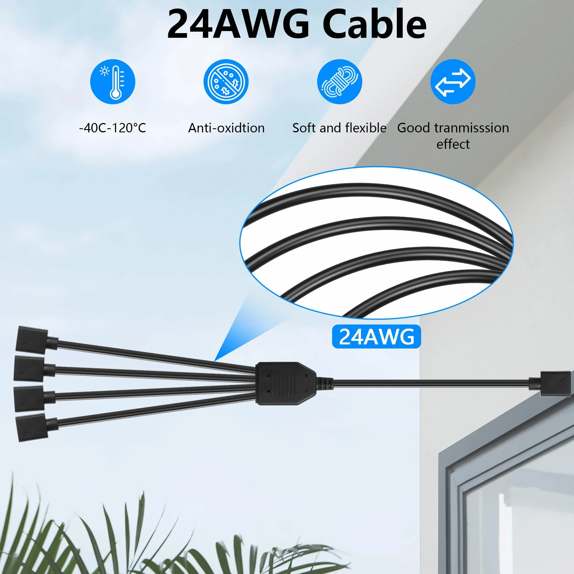 GINTOOYUN Rozdzielacz ARGB 1 do 4 5 V 3-pin żeński do pasków świetlnych RGB, wentylatorów RGB