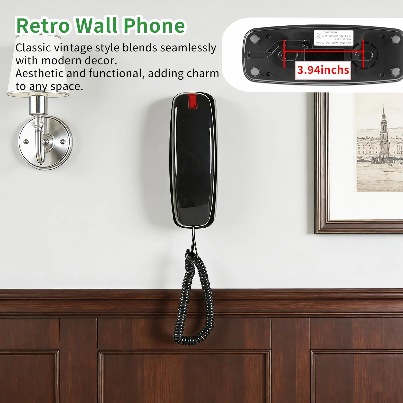 Telefony stacjonarne do domu, nie wymaga zasilania sieciowego, po prostu obsługiwany telefon w stylu retro z głośnym dzwonkiem 110 dB i dzwonkiem wizualnym, podświetlane telefony stacjonarne z dużymi