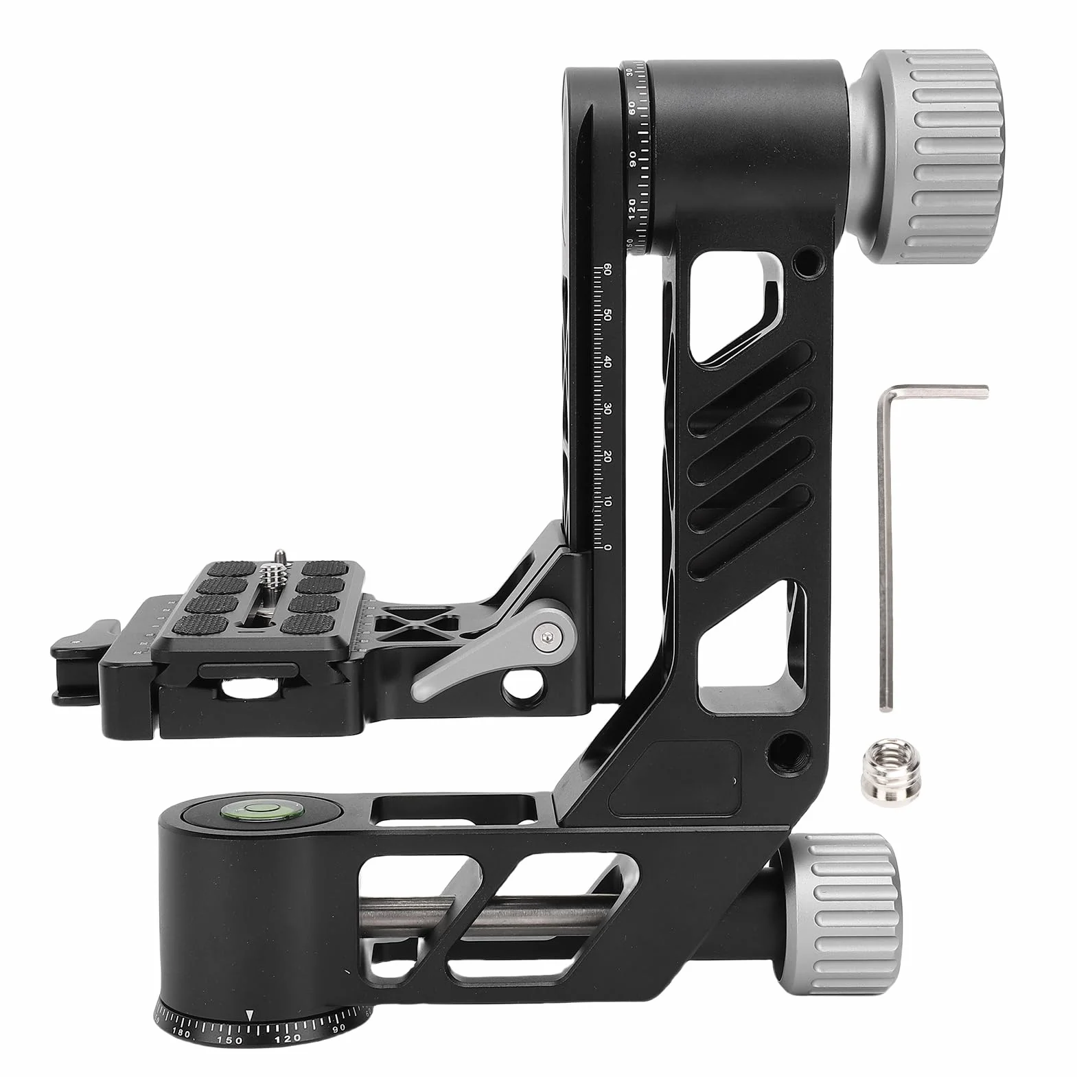 Naroote Głowica Statywu do Lustrzanki Cyfrowej, Panoramiczny Stabilizator Statywu 360 Stopni, Wytrzymała Płyta ze Stopu Aluminium o Udźwigu 55,1 Funta z Zatrzaskami Quick Flip, Wszechstronna