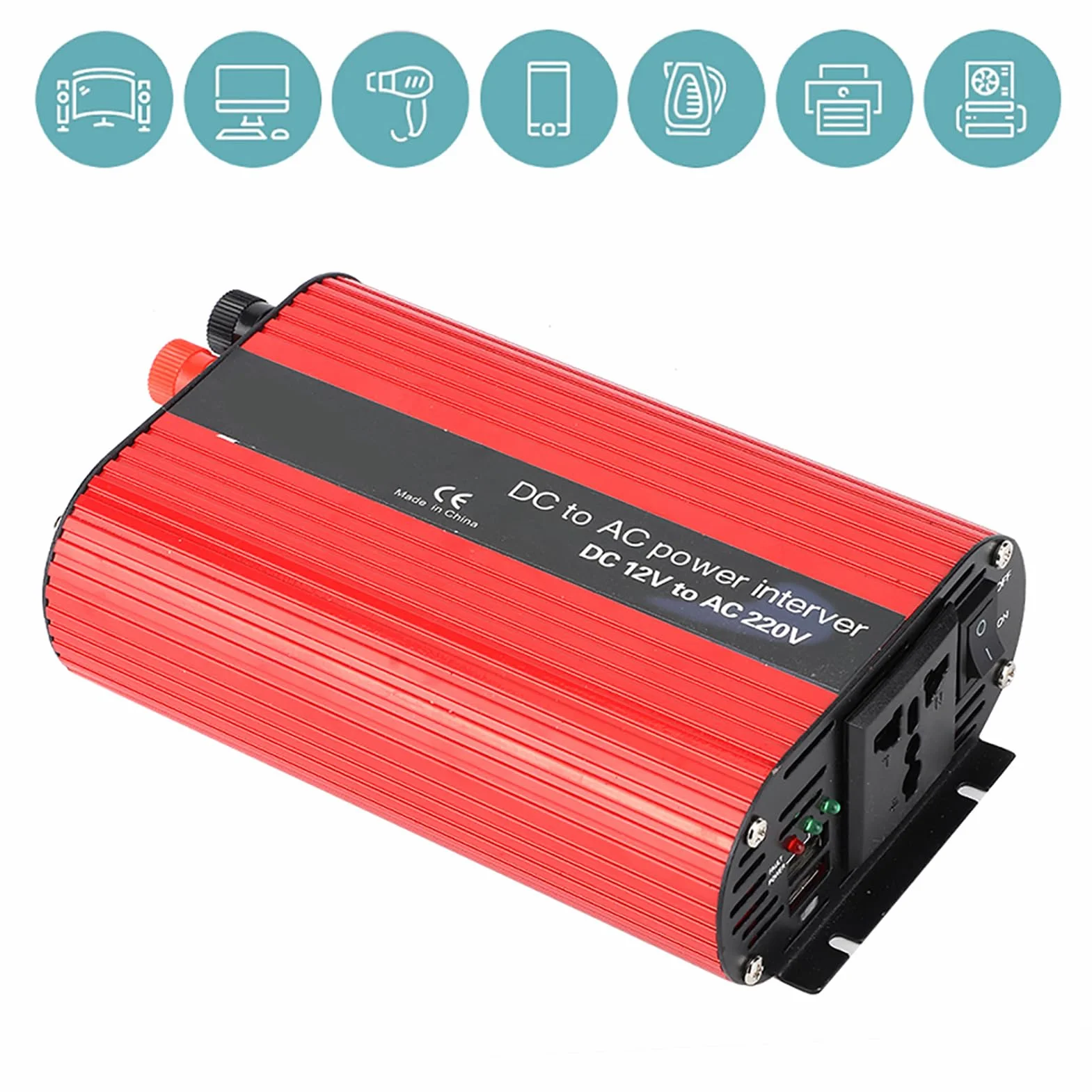 Cryfokt 700W Przenośny Inwerter Zasilania, DC 12V na AC 220V-240V Podwójny Konwerter USB do Samochodu z Wieloma Ochronami, Zmodyfikowane Fale Sinusoidalne dla Urządzeń Domowych