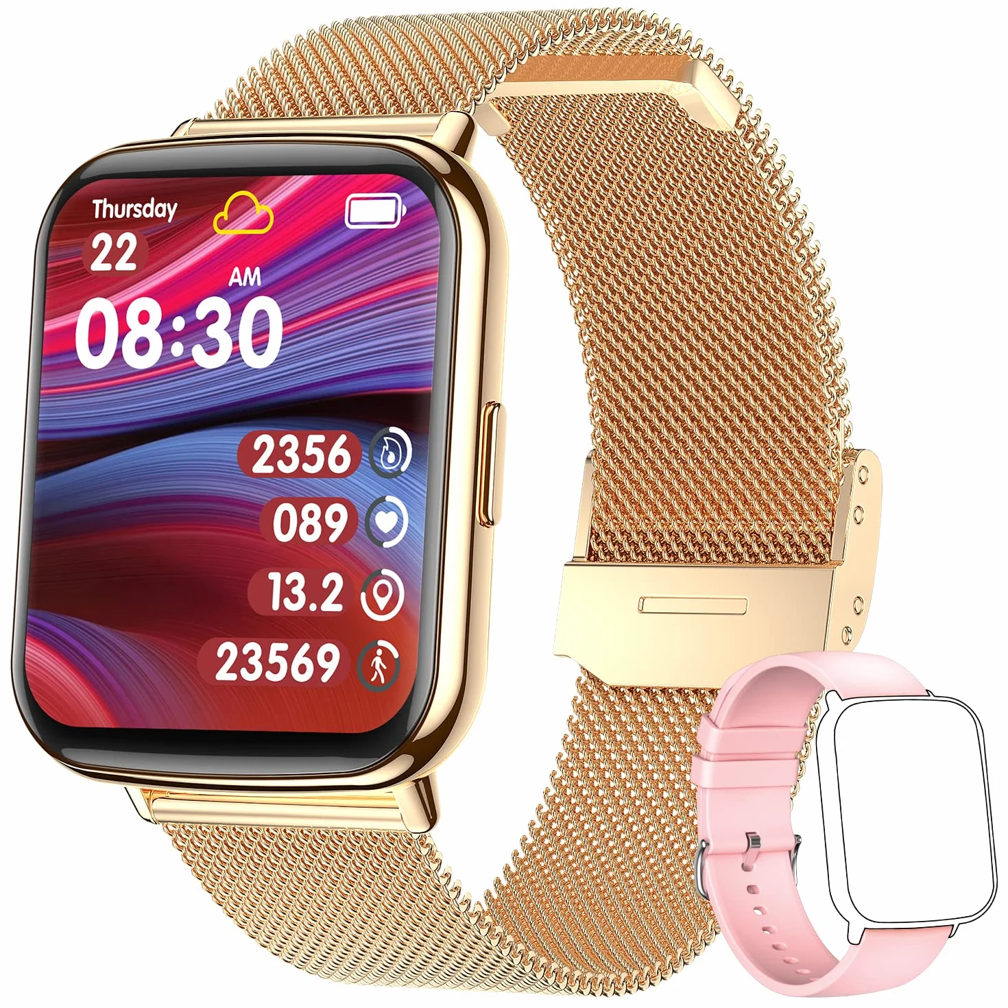 Inteligentny zegarek dla kobiet mężczyzn zegarek fitness IP68 wodoodporny zegarek z pulsometrem, monitor snu, monitor aktywności, krokomierz, zegarek 1,7 cala, pełny ekran dotykowy, smartwatch dla systemu Android iOS