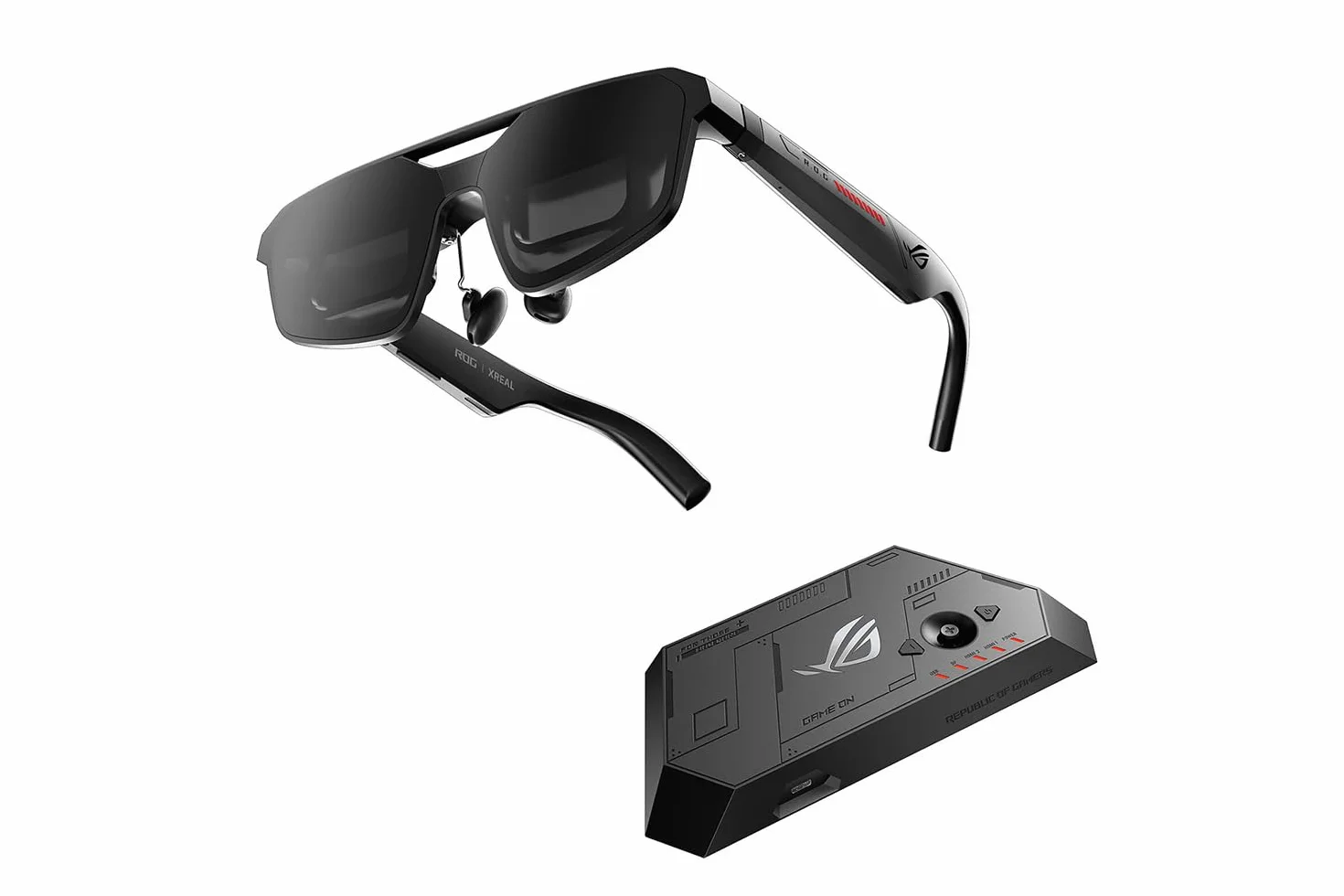 ASUS ROG XREAL R1 okulary gamingowe AR Narrow (częstotliwość odświeżania obrazu 240 Hz, czas reakcji 0,01 ms, wyświetlacz micro OLED, pole widzenia 57°, ściemnianie elektrochromowe, native 3DoF (tryb