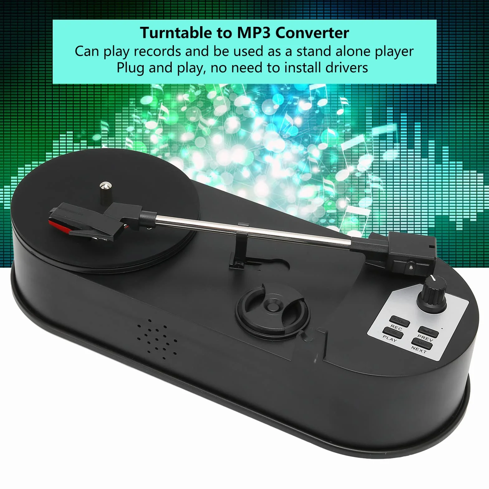 Gramofon z Gramofonem Winylowym, Bezprzewodowy Gramofon do Odtwarzania Płyt Winylowych na MP3 z Odtwarzaniem Kaset, Mini Przenośny Odtwarzacz Płyt Winylowych, Zabytkowy Gramofon