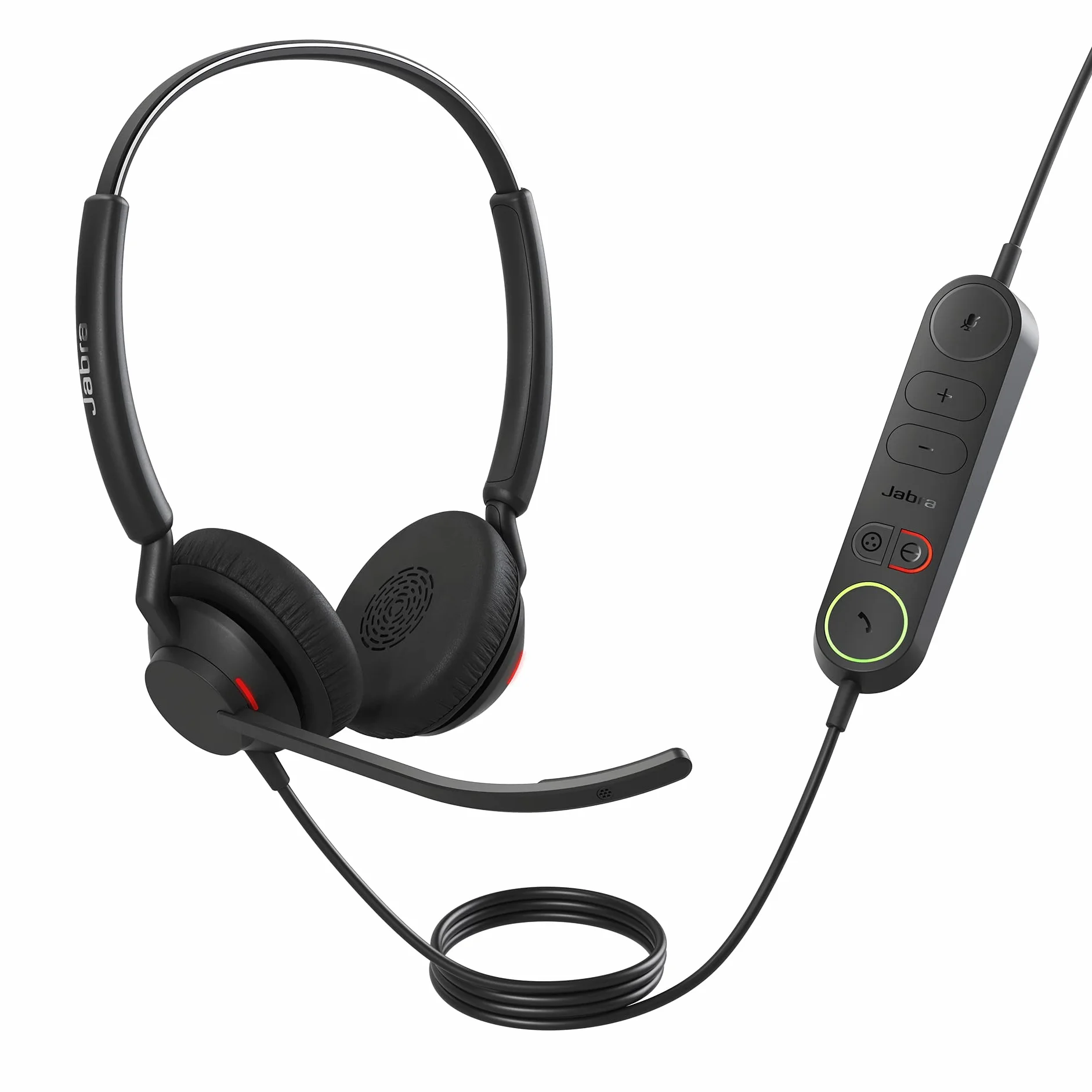 Jabra Engage 40 przewodowy zestaw słuchawkowy stereo z wbudowaną obsługą połączeń - redukcja szumów, 2 mikrofony, ultralekki, kabel USB-A - współpracuje z Unified Communications (Zoom, Unify) - czarny