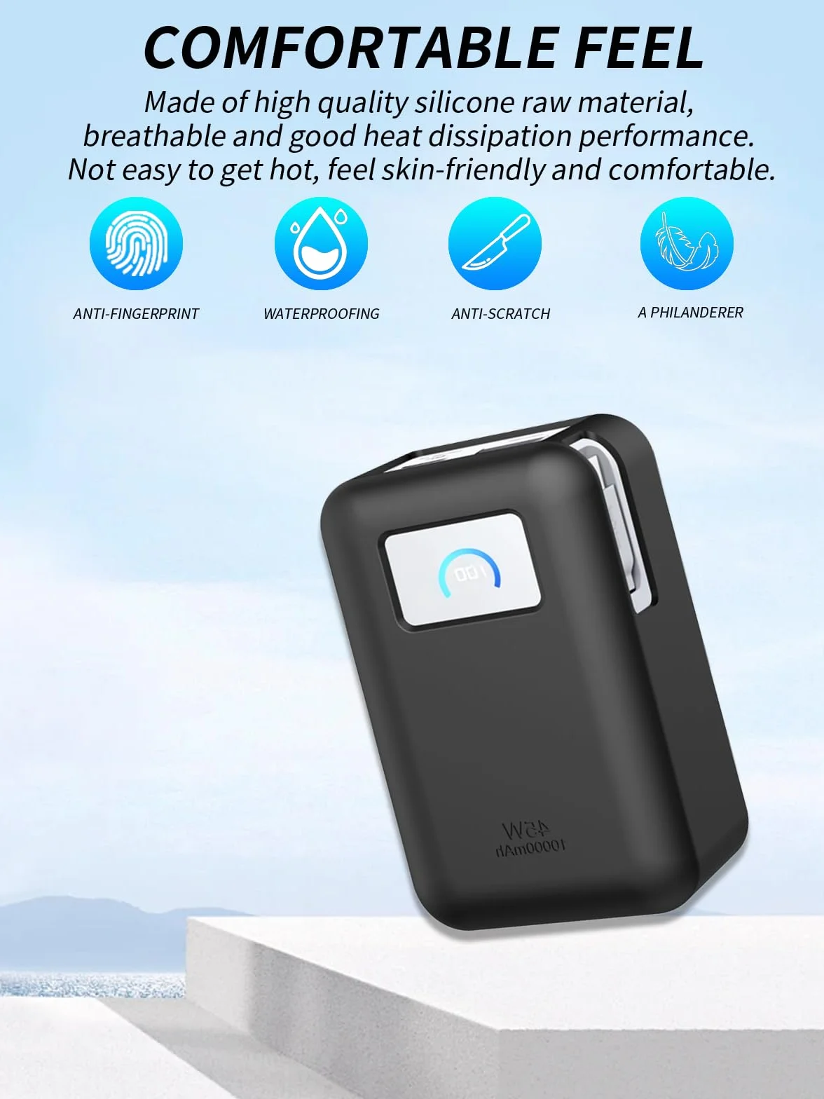etui ochronne do Anker Nano Power Bank, 10 000 mAh, etui ochronne yystao – przyjazne etui silikonowe – nadaje się do wielokrotnego prania, odporne na zarysowania, kapanie, czarne