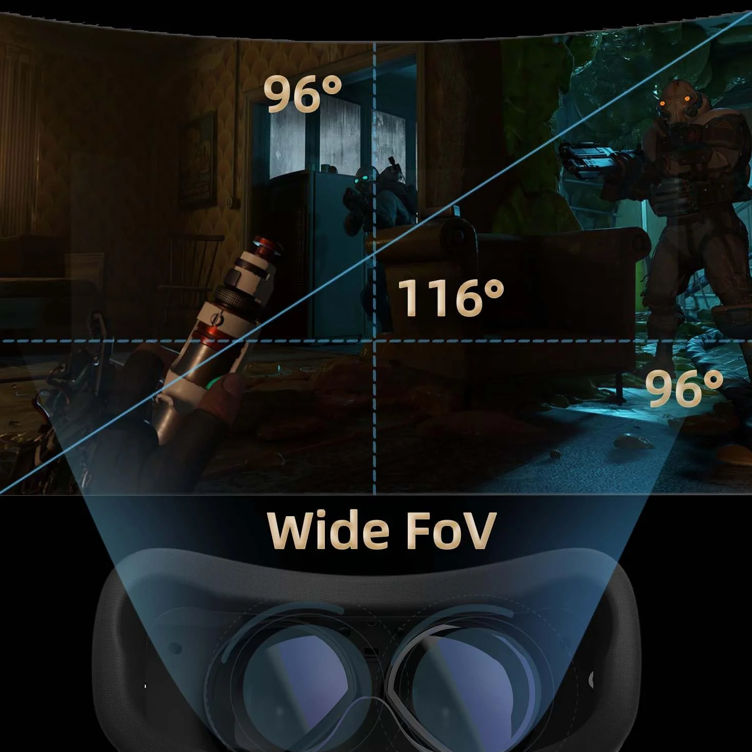 DPVR Zestaw słuchawkowy E4 VR – zestaw słuchawkowy PCVR Virtual Reality do gier komputerowych z kontrolerem, kompatybilny ze SteamVR