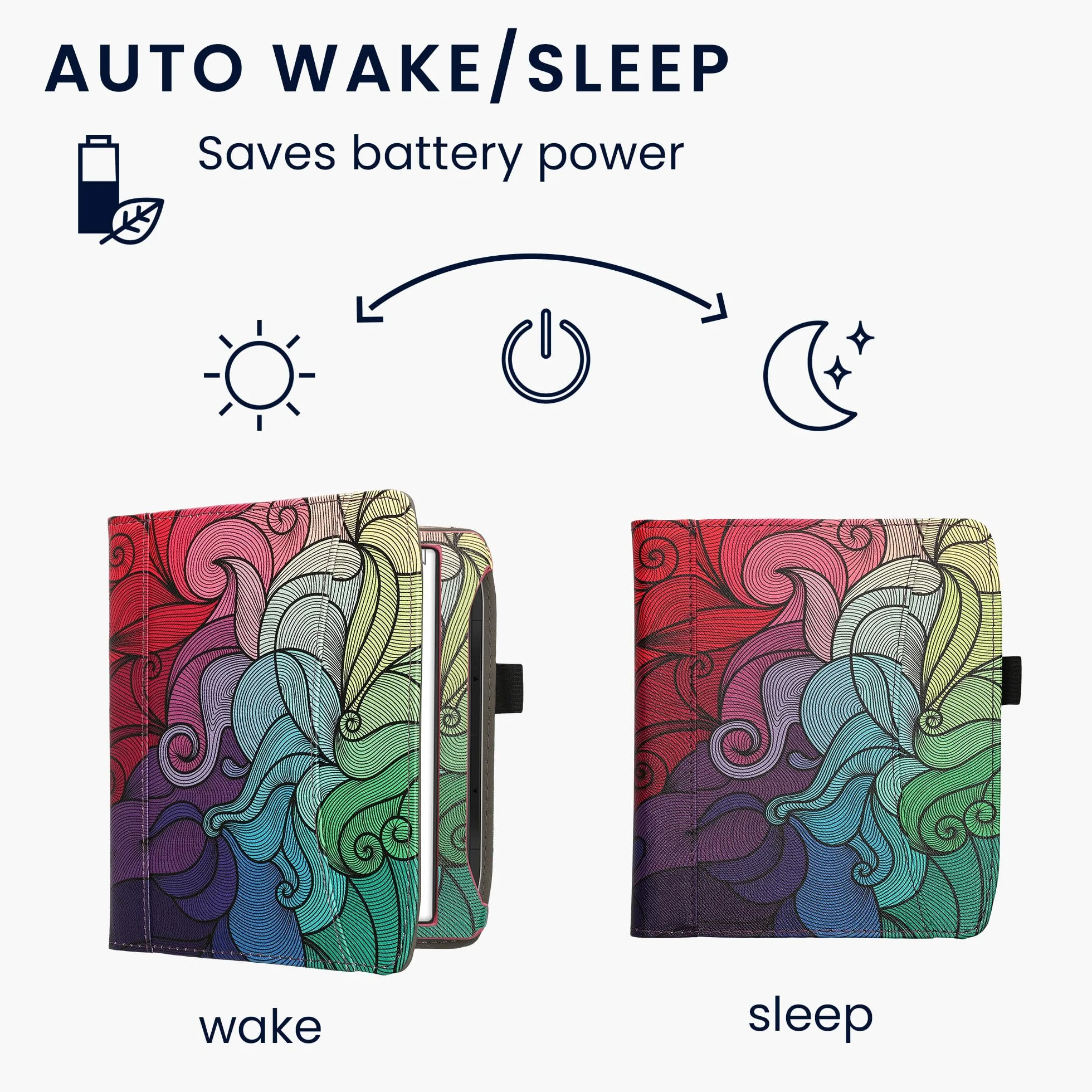 kwmobile Etui z klapką kompatybilne z Pocketbook Era/Era Color - przednia kieszeń na pasek na rękę - kolor różowy, niebieski, zielony