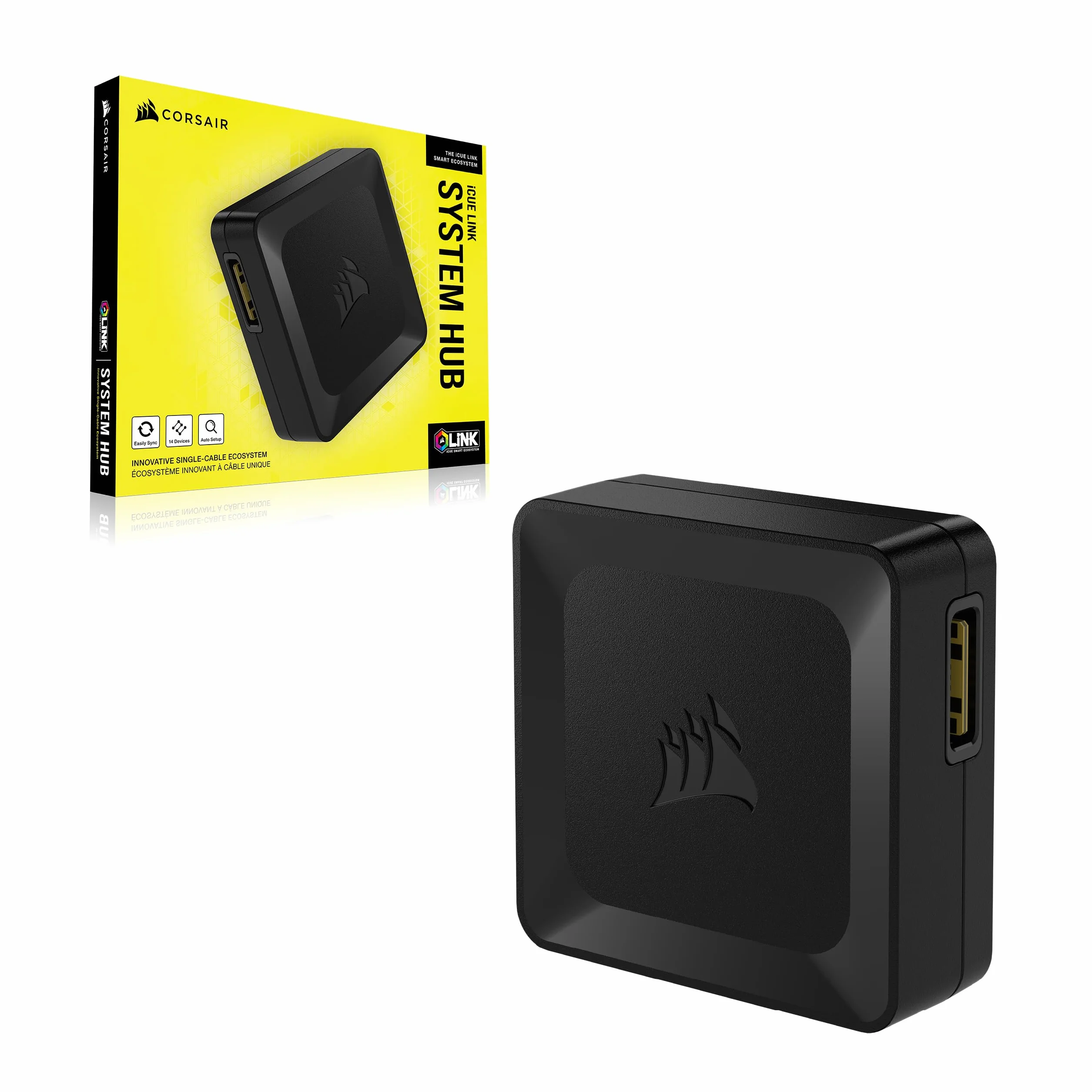 CORSAIR iCUE LINK Koncentrator Systemowy – Możliwość Podłączenia do 14 Urządzeń CORSAIR iCUE LINK – Porządek Dzięki Pozbyciu Się Niepotrzebnych Przewodów – Czarny
