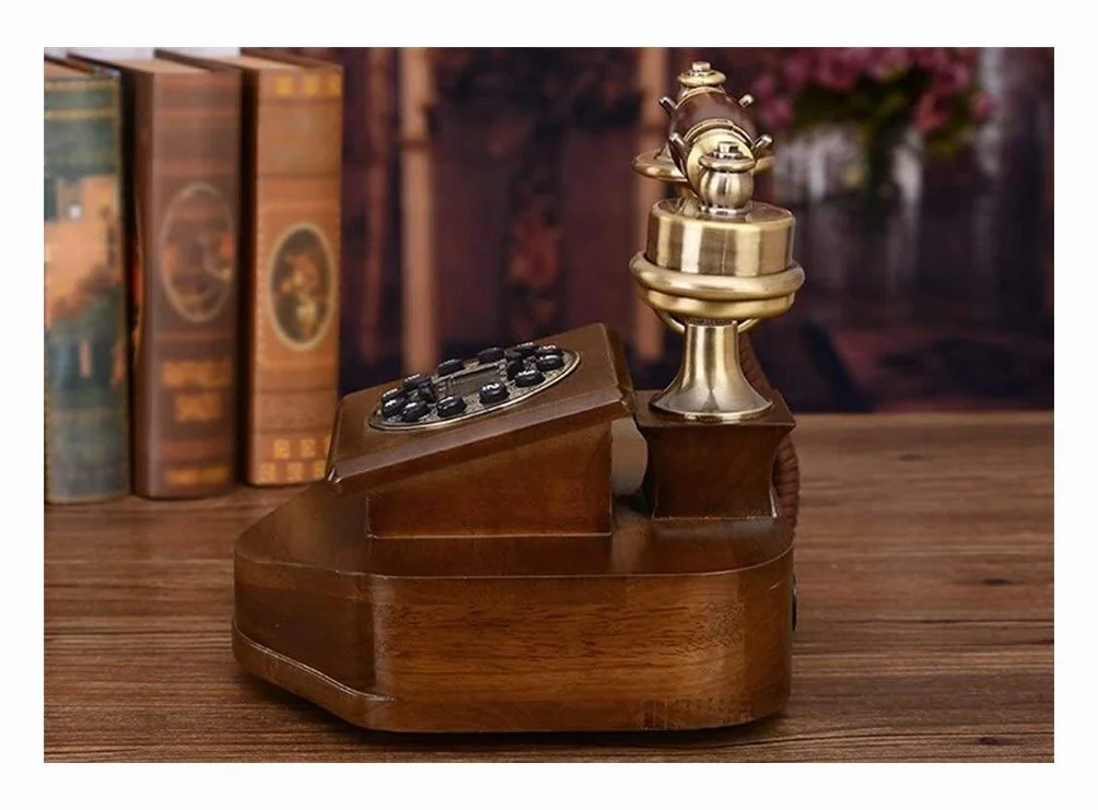 Telefon domowy Telefon z litego drewna Telefon stacjonarny Ekskluzywny europejski Antyczny telefon retro Telefon domowy
