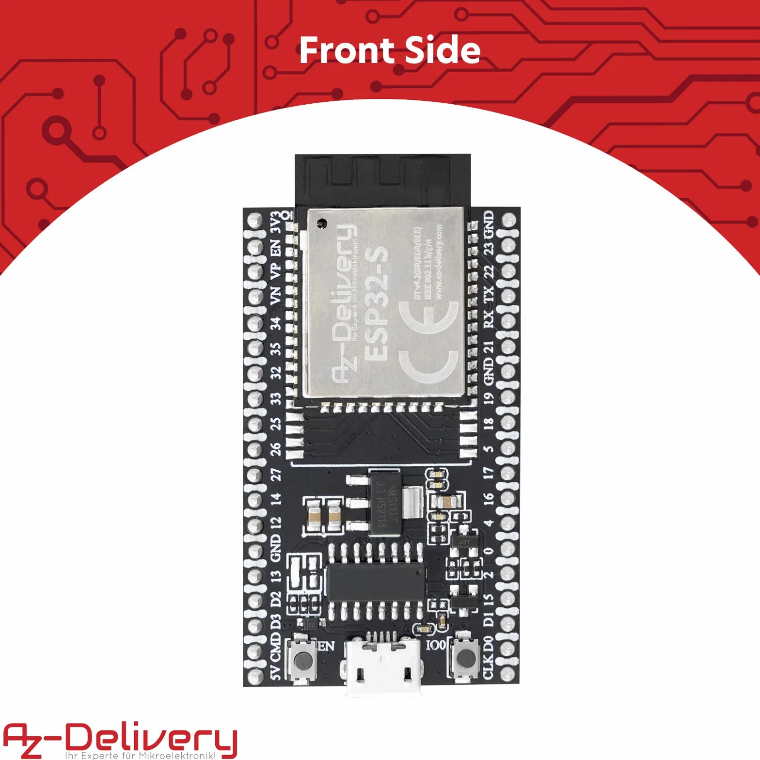 AZDelivery ESP32S Dev Kit C V4 NodeMCU WLAN WiFi Development Board kompatybilna z Arduino wraz z e-bookiem! (następca modułu ESP32S Dev Kit C V2)