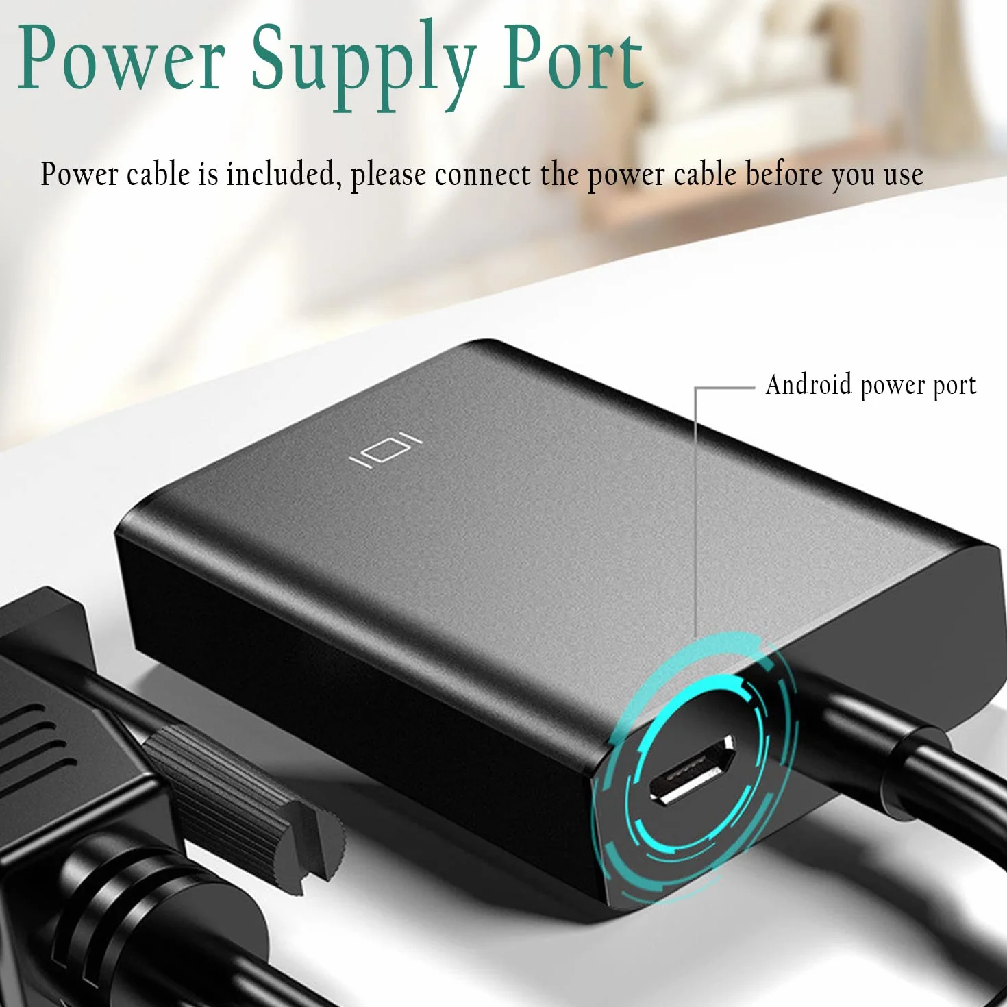 Adapter VGA na HDMI, 1080P HD Konwerter VGA męski na HDMI żeński kabel do ładowania z kablem audio 3,5 mm i kablem USB do komputera i laptopa na HDTV