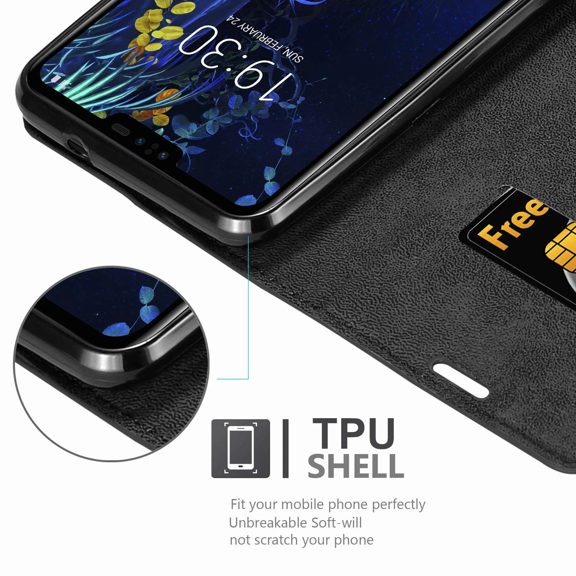 Etui Cadorabo kompatybilne z LG V50 w CZARNYM NOCIE - Etui ochronne z magnetycznym zamknięciem, funkcja uchwytu i przegródką na karty