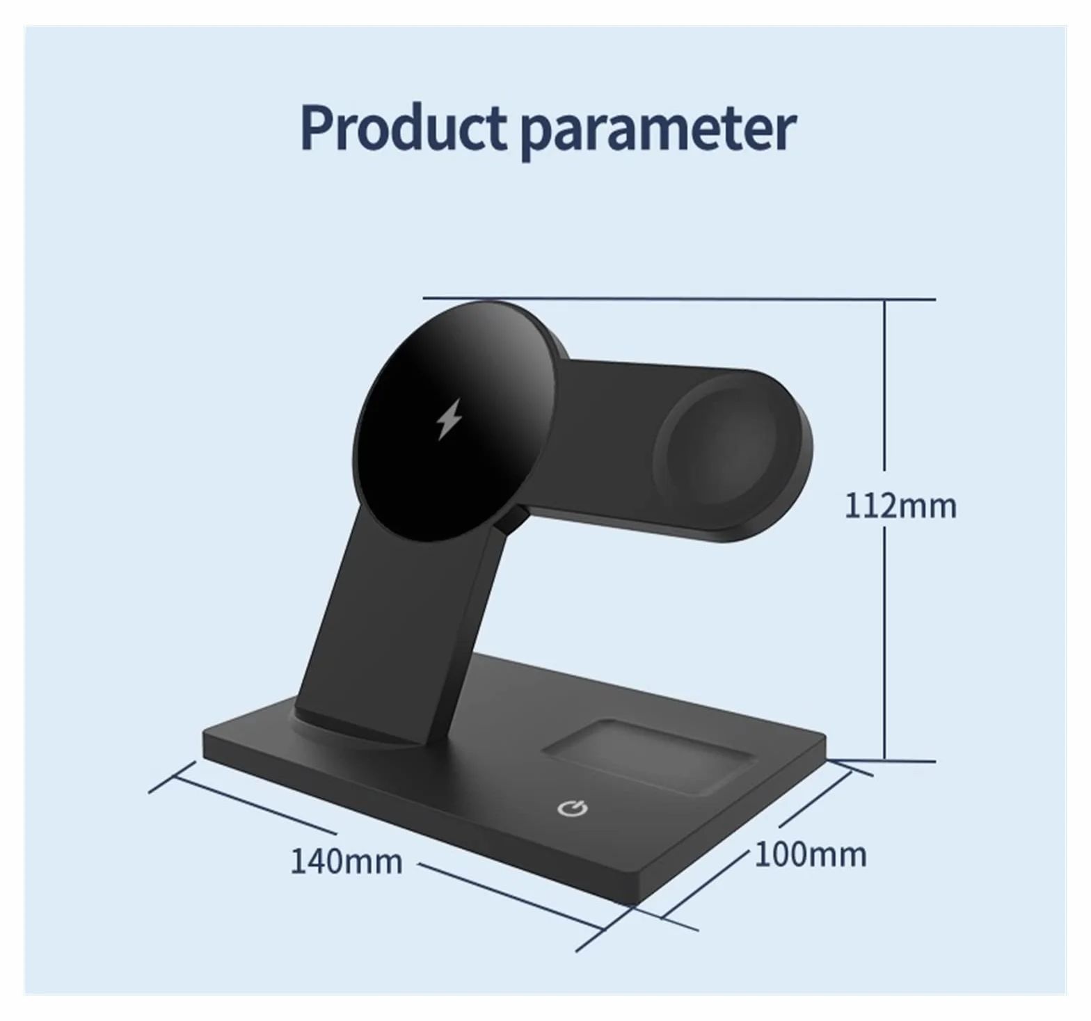 Ładowarka bezprzewodowa, Ładowarka bezprzewodowa 30 W 3 w 1 Podstawka ładująca indukcyjna do słuchawek do telefonu Zegarek Stacja szybkiego ładowania magnetycznego(Black with plug)