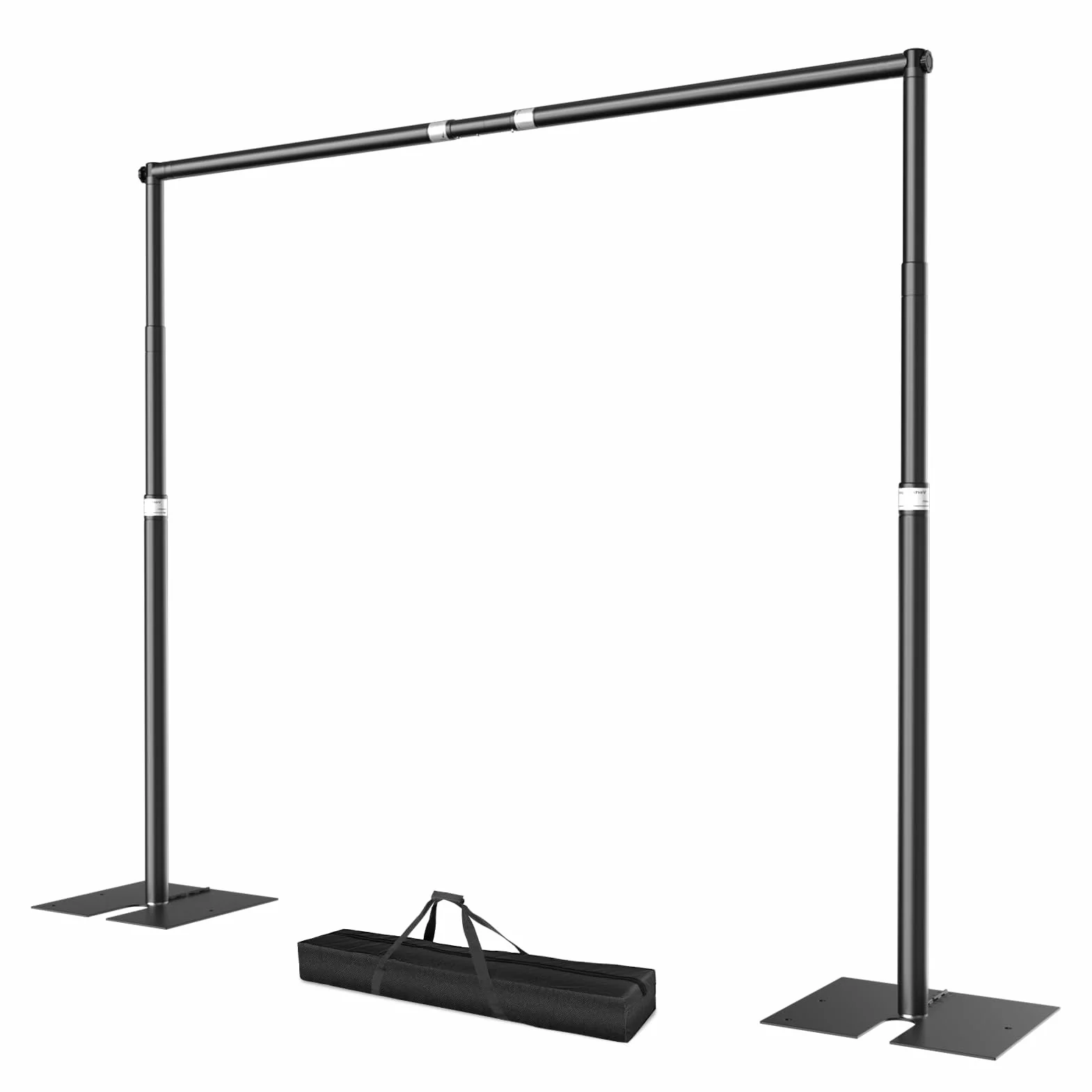 EMART Mocny Stojak na Tło, 3x3,6m Regulowany Rurkowano-Zasłonowy Stojak na Tło z 4,2 KG Płaską Metalową Podstawą, Stojak na Tło do Imprez, Ślubów, Studia Wideo, Urodzin - Czarny