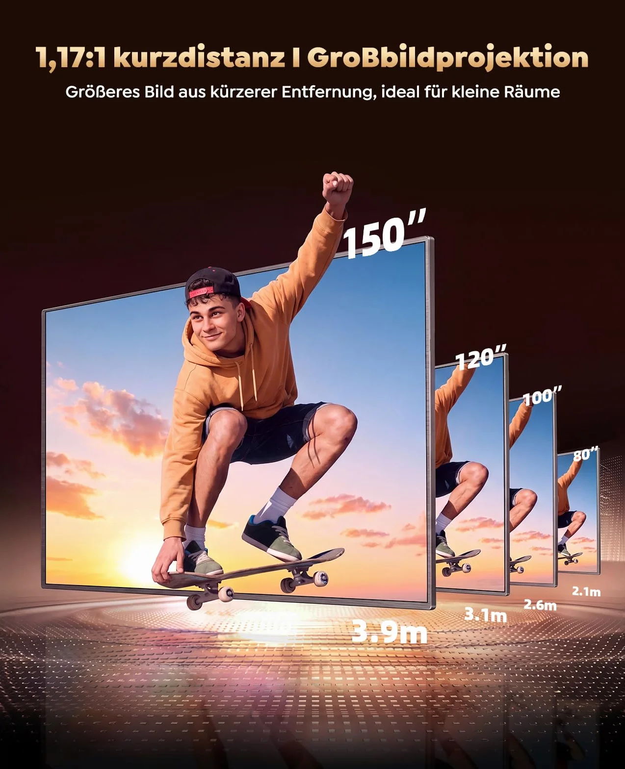 Smart Beamer【Google TV i głośnik 30 W】Projektor kina domowego 4K obsługuje autofokus/korekcję trapezową 6D, HDR10, WiFi Bluetooth Full HD 1080p LED projektor, podstawa obrotowa 360°, projektor