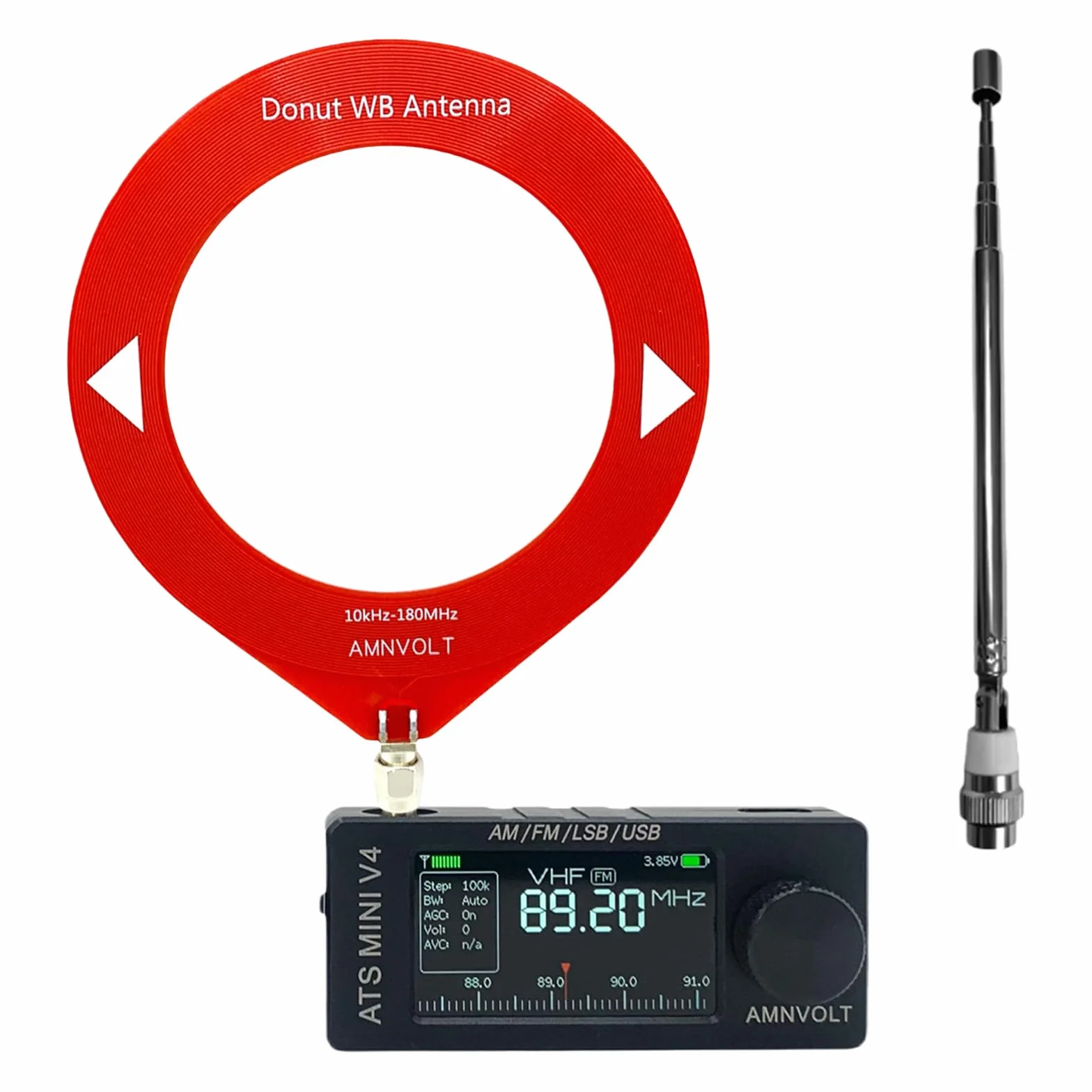 Przenośne radio AM FM V4 ATS MINI 1,9" IPS Si4732 DSP z wzmacniaczem słuchawkowym, metal/plastik, do wędrówek i kempingu