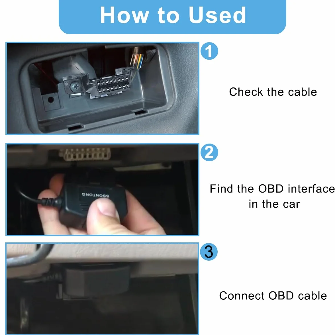 Adapter kabla zasilającego OBD-na USB, 16-biegunowy OBD2-wtyk do gniazda USB, kabel do ładowania, OBD2-do-5V 2A, złącze USB 12 V, 24 V, 36 V na 5 V, 2 A z przyciskiem przełączania, do kamery