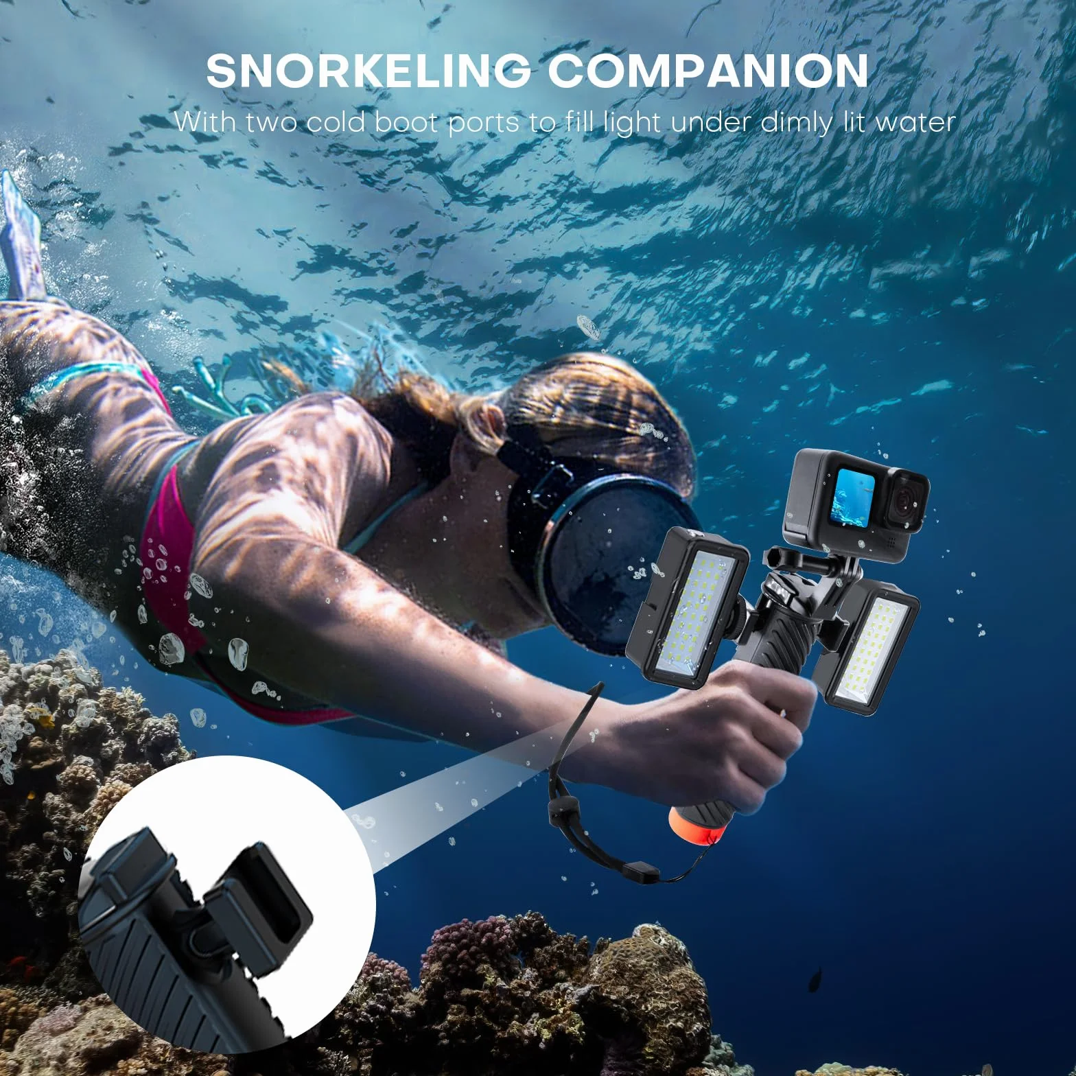 REYGEAK Pływający uchwyt do GoPro Hero 12/11/10/9, podwodny uchwyt ze smyczą, uchwyt pływający, wodoodporny kij do selfie kompatybilny z DJI Osmo Action 4 Isnta360 Ace pro