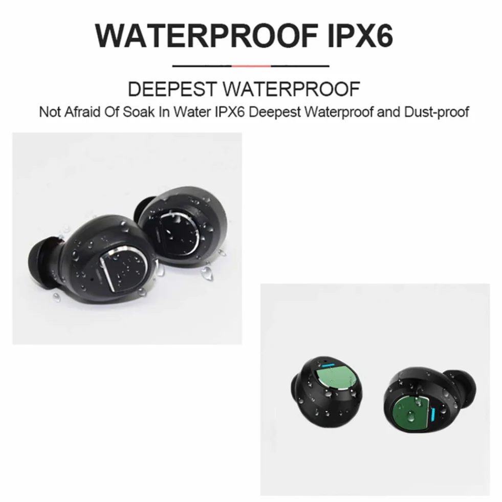 StereoBluetooth 5.0 sportowe słuchawki douszne z futerałem, bezprzewodowe, do iPhone Samsung Huawei, z mocnym powerbankiem, wodoszczelne IPX6, mikrofon, Sport, Blue