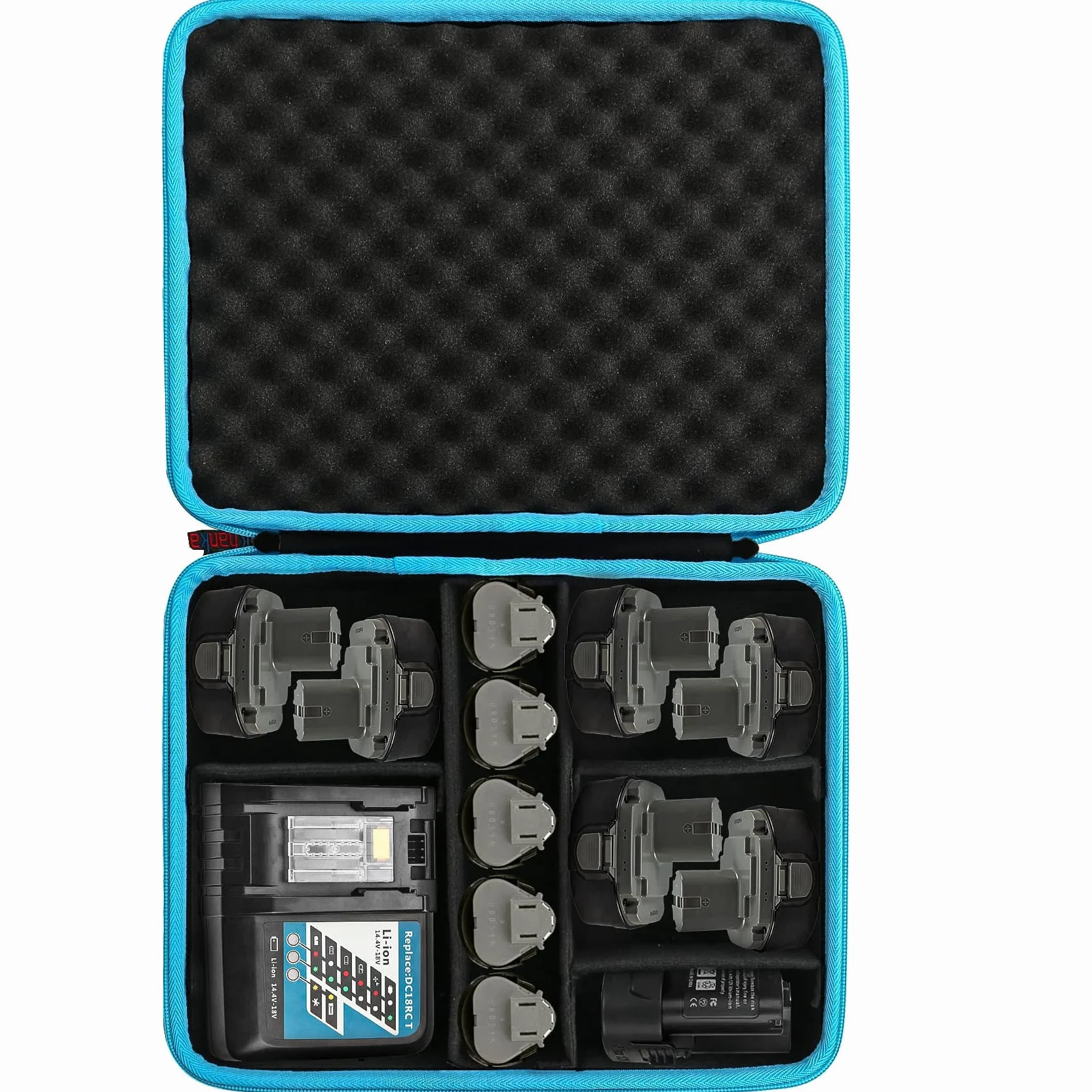 Khanka Twarde etui na baterie i ładowarkę 12 V, 18 V, 40 V | Kompatybilny z bateriami 12 V, 18 V, 40 V i ładowarką; twarde etui do przechowywania, tylko etui