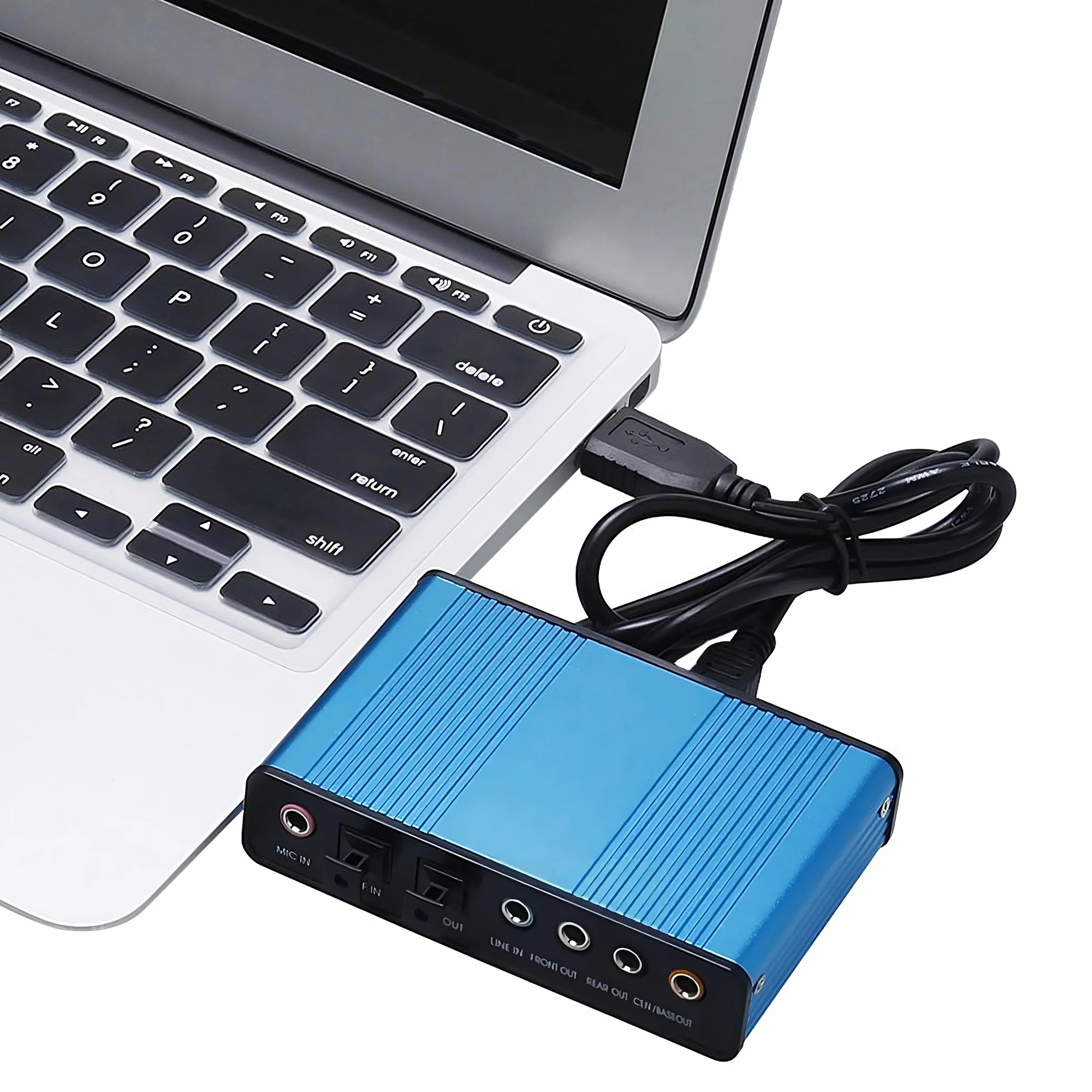 Retoo Zewnętrzna karta dźwiękowa 7.1 Surround, adapter audio stereo, regulacja głośności