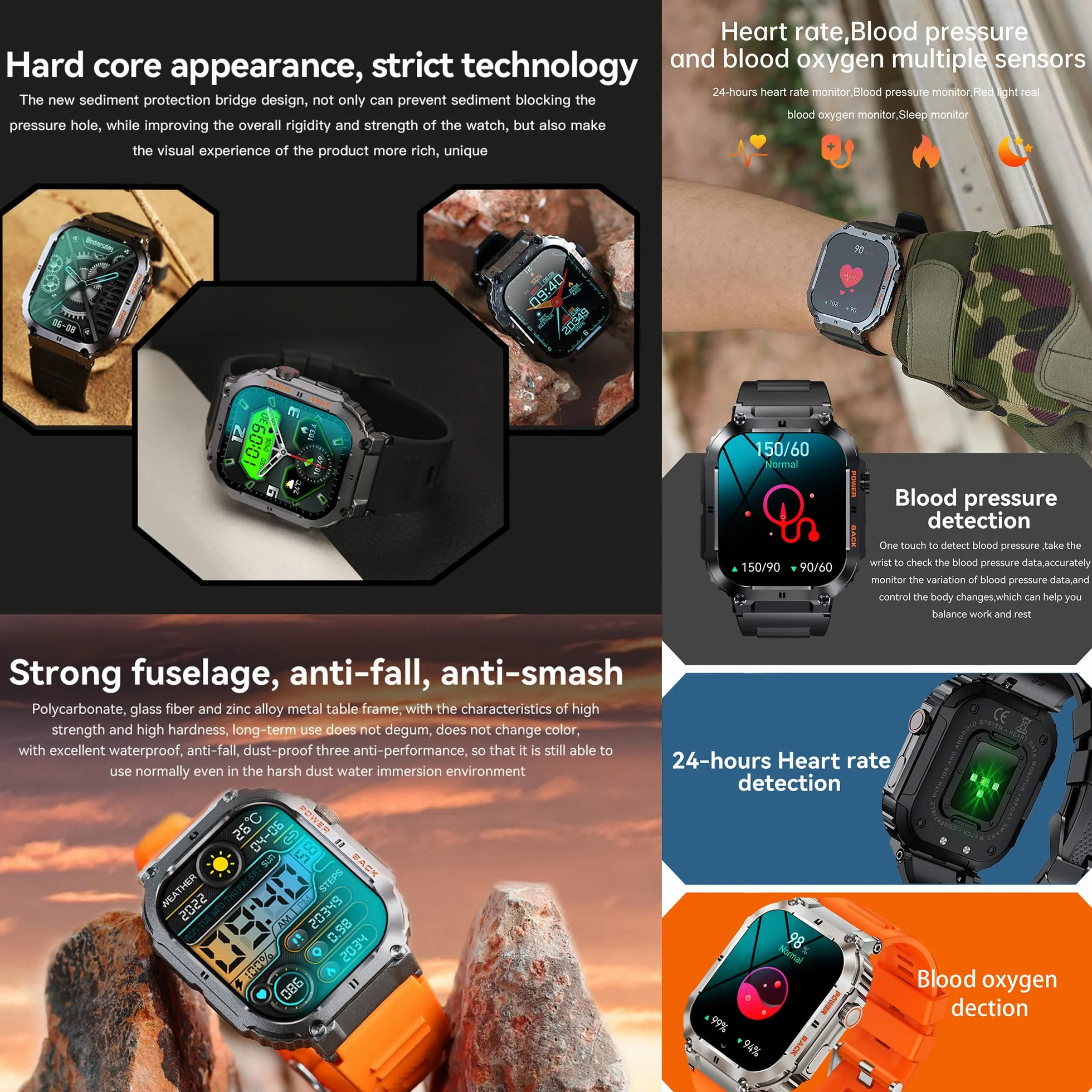 Smartwatch męski z funkcją telefonu, 1,96" HD zegarek sportowy z połączeniami telefonicznymi, zegarek fitness z monitorem tętna, monitorem snu, krokomierzem, wodoszczelność IP68, Smart Watch do