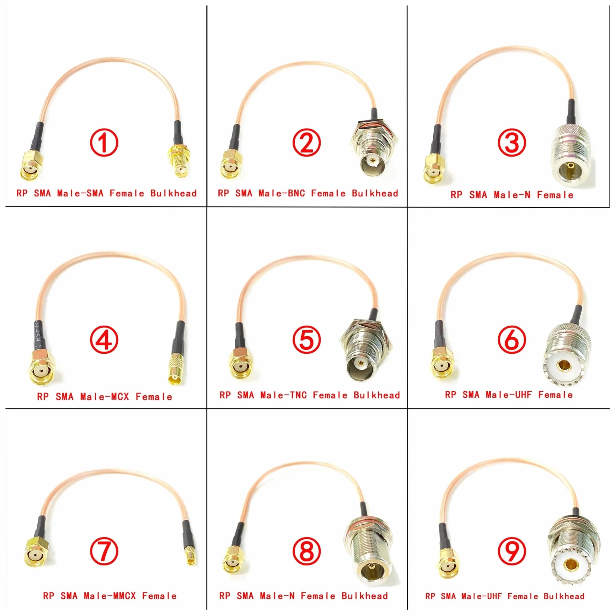 RP SMA Male Plug Inner Hole Switch SMA N TNC BNC UHF MCX MMCX Female Jack Pigtail Cable RG316 For Wireless Modem(RPSMA-N Bulkhead,15cm)