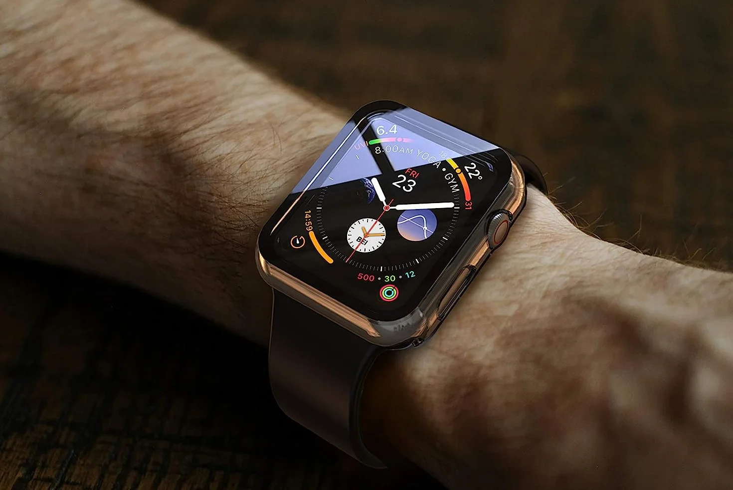 Misxi 2-pak etui PC z osłoną ekranu ze szkła hartowanego, kompatybilne z Apple Watch Series 6 SE Series 5 Series 4 40 mm, ogólnie odporne na wstrząsy etui ochronne do iWatch, 1 czarne + 1, przezroczyste