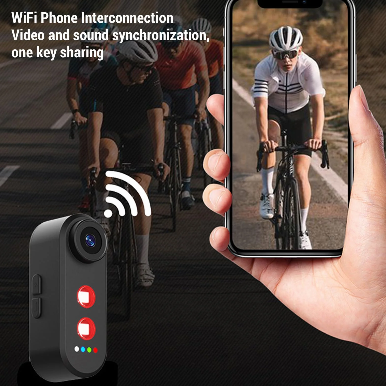 ASHATA Kamera Rowerowa z światłem Wykrywania, Kamera Tylna Wideo 4K HD, szerokość 140 ° Kąt IPX6 Wodna Aplikacja Kontrola Aplikacji, 5000 MAh, do Jazdy na Rowerze na świeżym Powietrzu (64G)