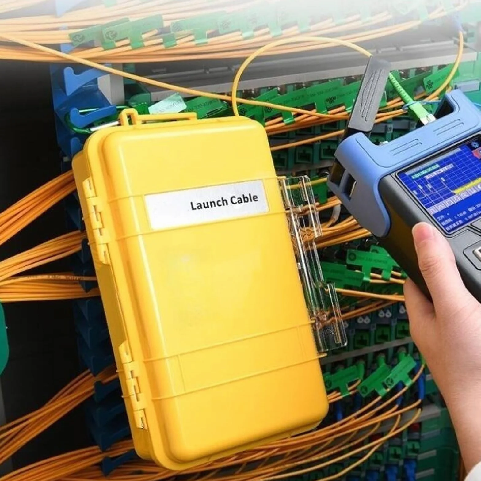 Światłowód OTDR Launch Cable Box, SM G652D SC UPC 9/125um 1000m Światłowodowy Kabel Transmisyjny Złącze światłowodowe Eliminator Martwej Strefy Skrzynka światłowodowa dla Sieci