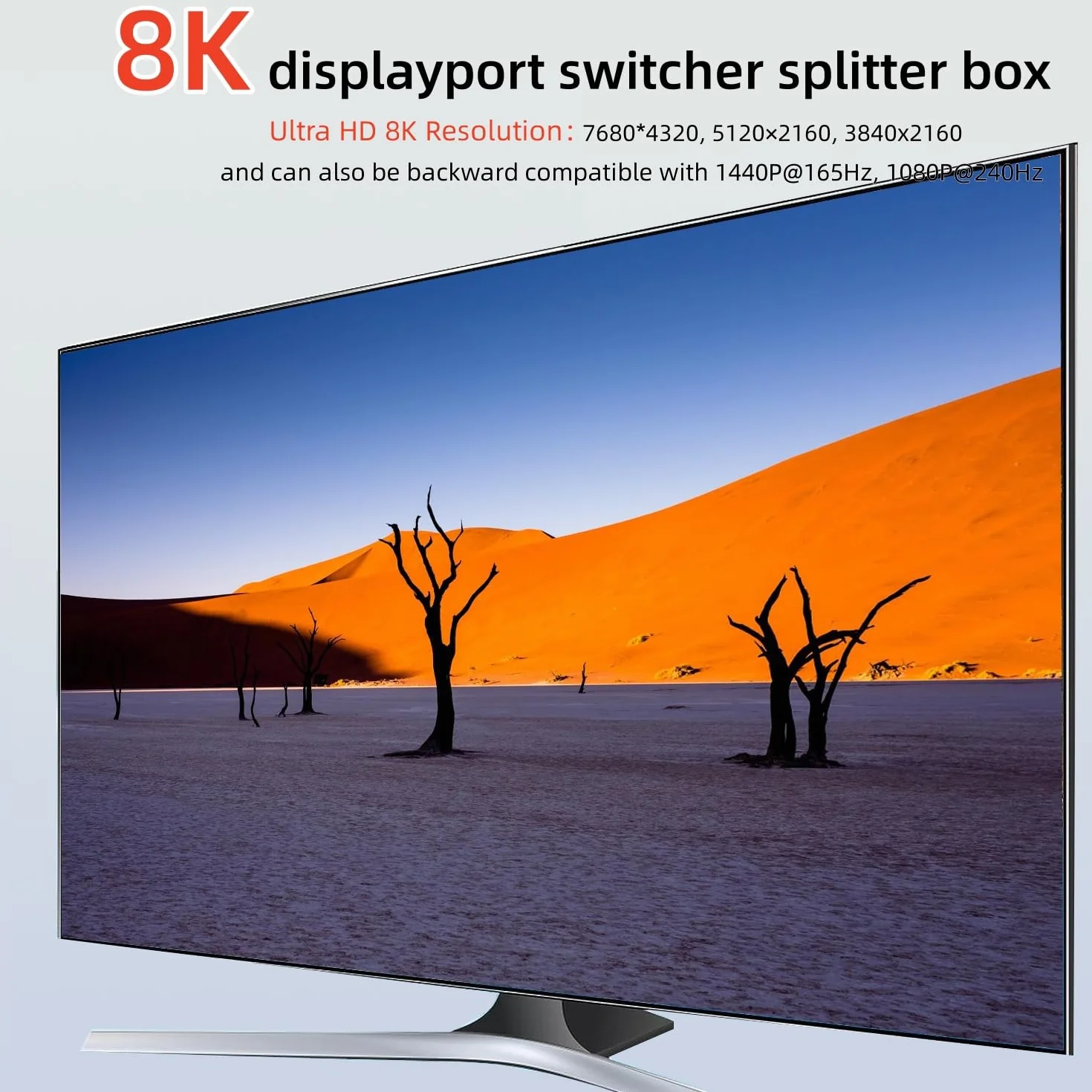 Przełącznik rozdzielacza Displayport DP 1.4 8K przy 30 Hz 4K przy 144 Hz, 1 wejście i 3 wyjścia Przełącznik Displayport, kompatybilny z wieloma źródłami wideo i interfejsami monitora