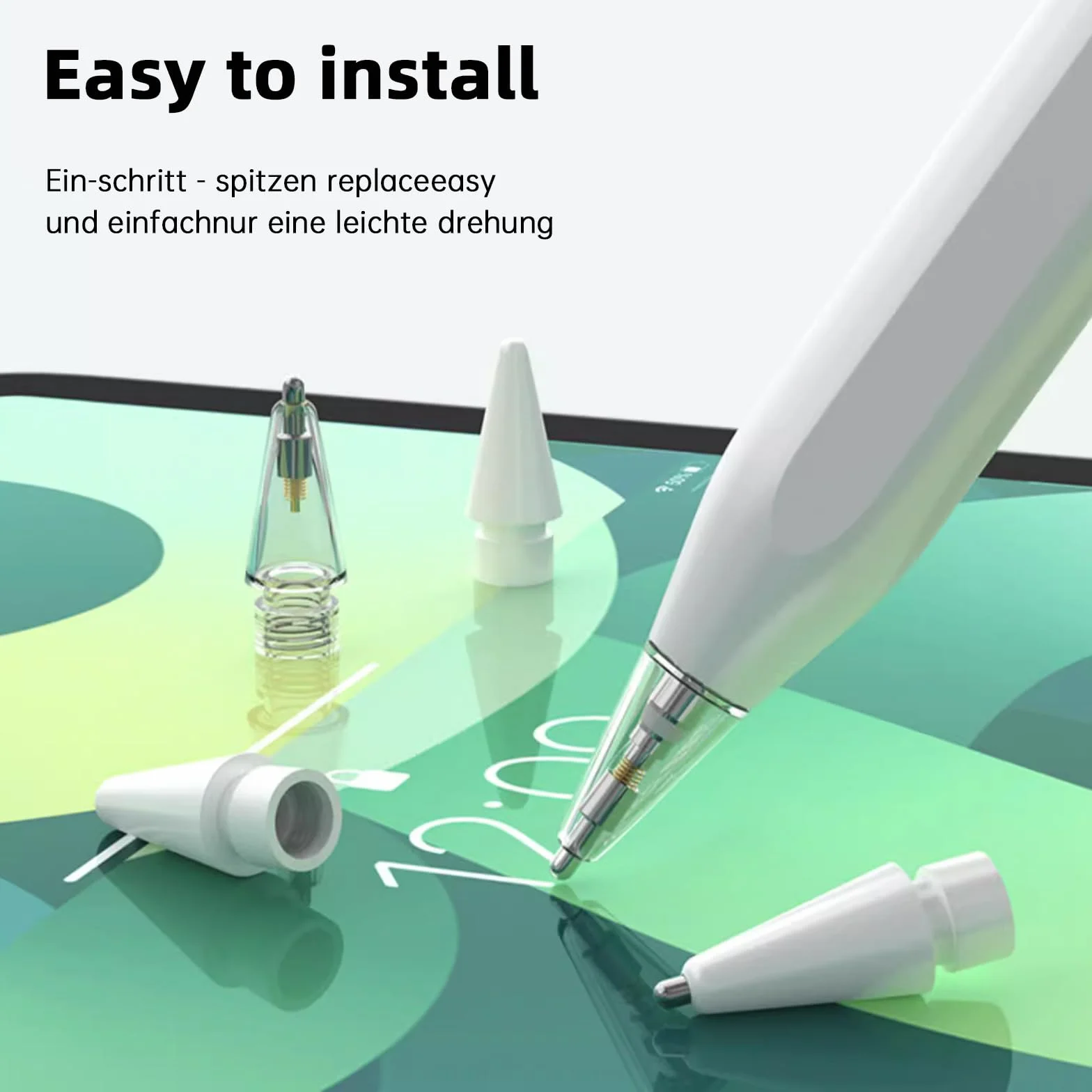 Końcówka do Apple Pencil 2. generacji, 8 sztuk końcówek zamiennych do Apple Pencil 1. generacji i 2. generacji, odporny na zużycie, precyzyjny, z tworzywa sztucznego i metalu, biały