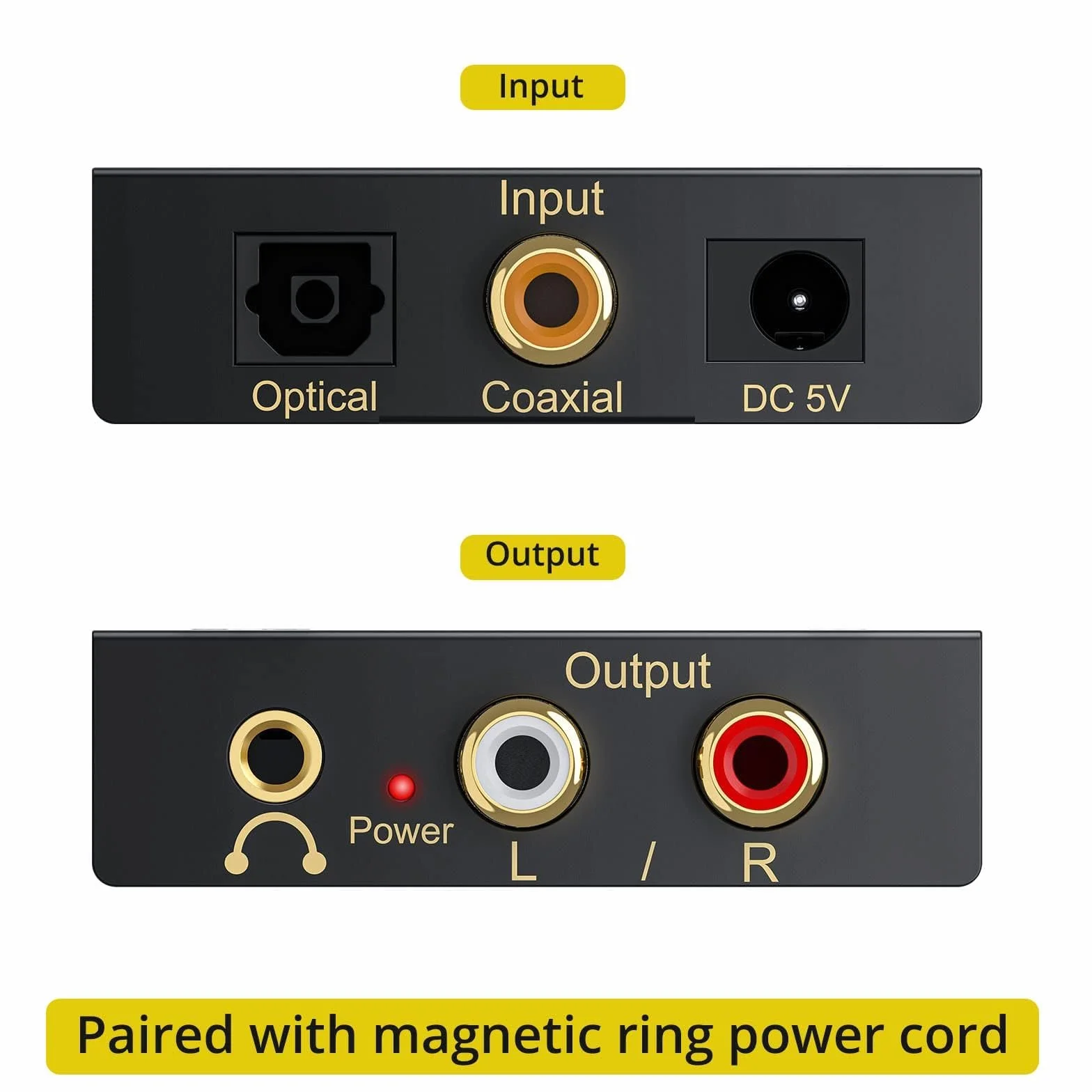 PROZOR Konwerter optyczny na RCA 192 kHz, konwerter DAC, konwerter obsługuje regulację głośności, Coaxial SPDIF Toslink Optical to Analog, stereo L/R, RCA, gniazdo 3,5 mm, adapter audio do HDTV itp