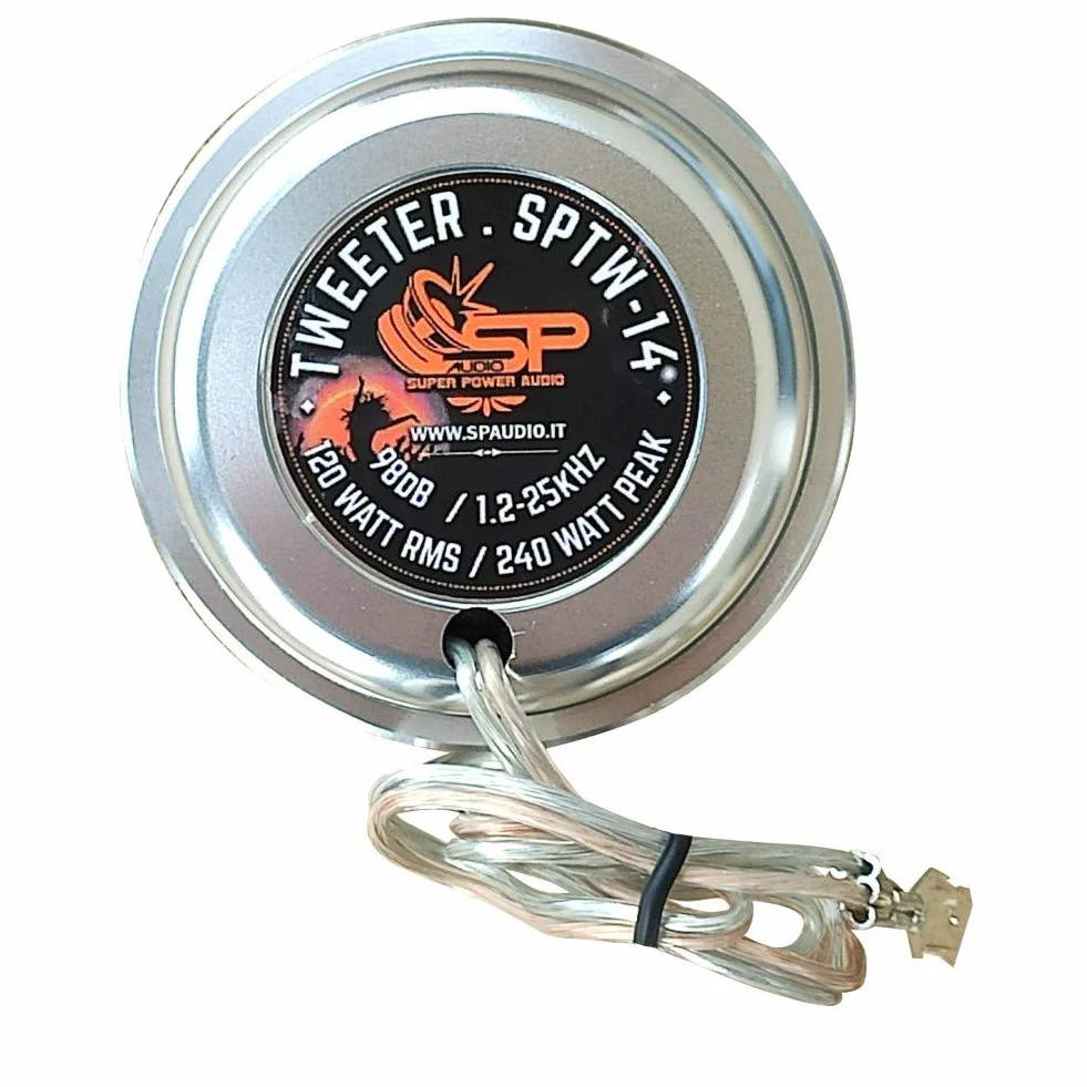 2 SP AUDIO SP TW-14 głośnik wysokotonowy 2,2" 5,50 cm 55 mm średnica 120 W rms i 240 Watt Max 4 omy aluminium zmniejszona głębokość 1,00 cm, para