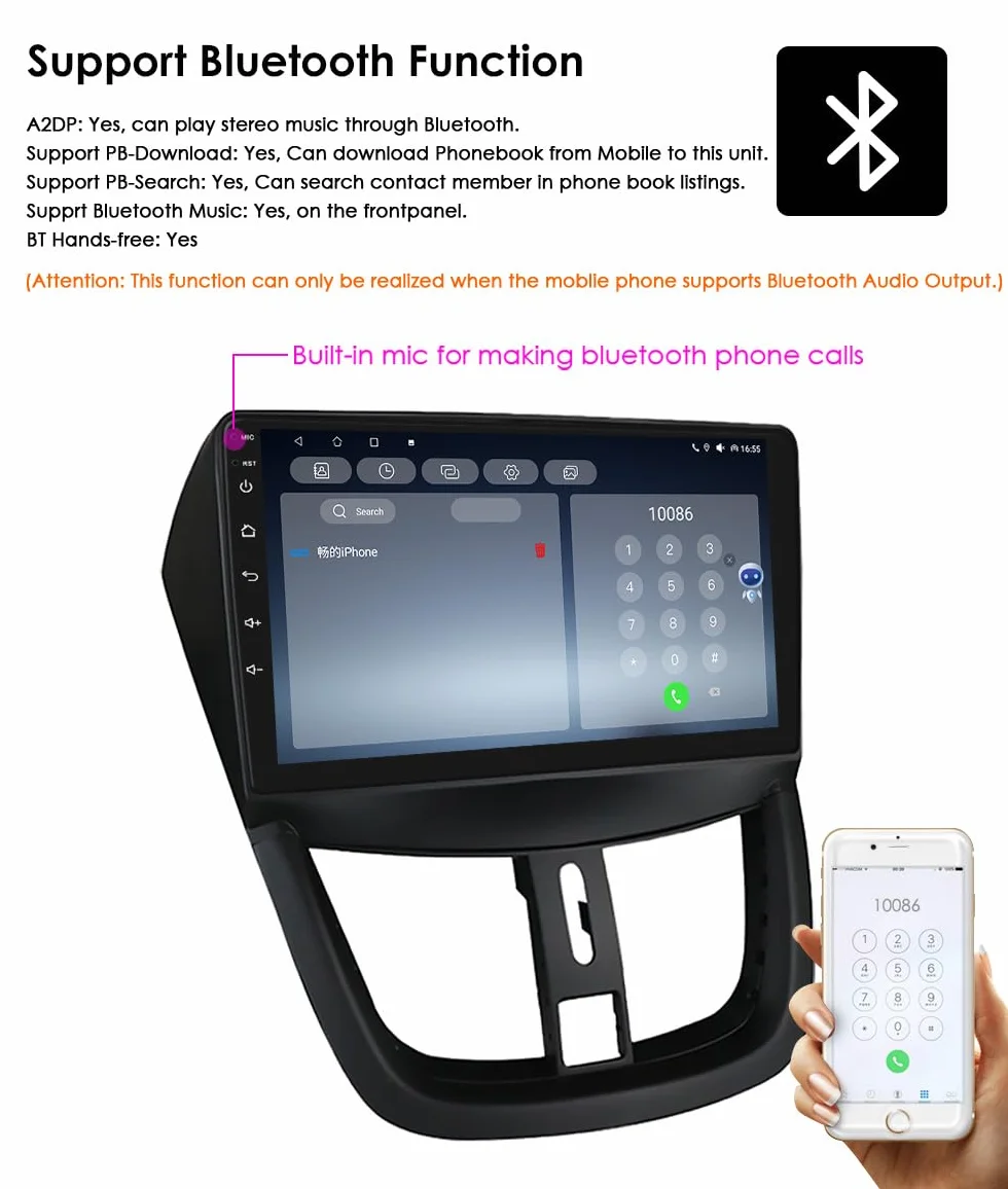 Ossuret Radio samochodowe do Peugeot 207 207CC (2006-2015), 9 cali Android 13 ekran dotykowy 2+32 GB GPS nawigacja z Carplay Android Auto WiFi Bluetooth USB sterowanie kierownicą