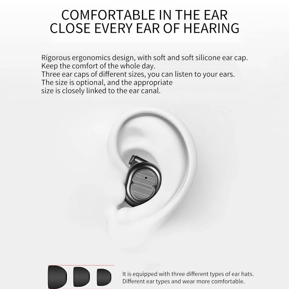 Słuchawki stereofoniczne Bluetooth, bezprzewodowe słuchawki douszne, Bluetooth 5.0, zestaw słuchawkowy z baterią, sportowy IPX5, wodoszczelny mikrofon do iPhone'a Android, Sport, biały