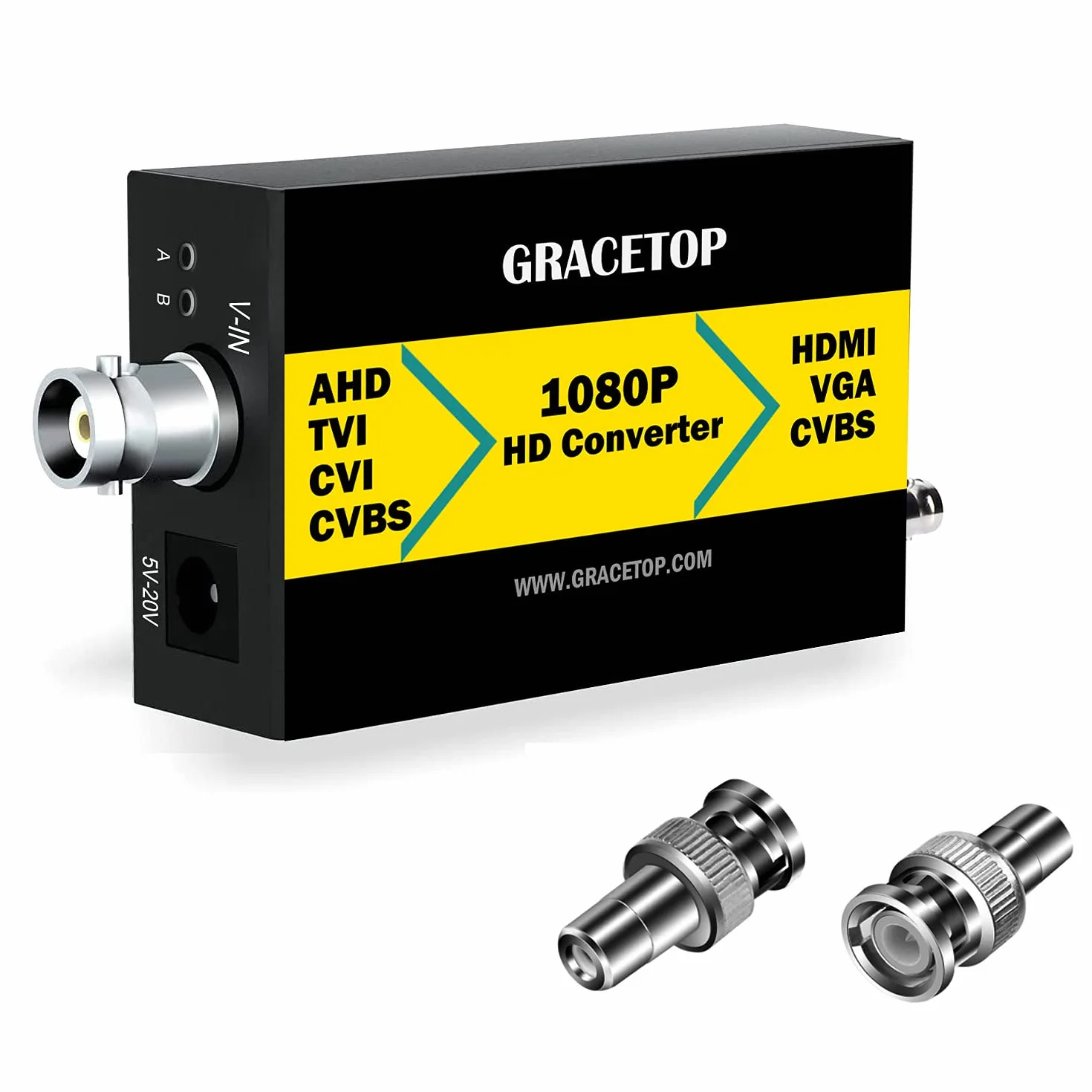 Konwerter AHD na HDMI, 4 w 1, CVBS TVI CVI AHD na HDMI VGA CVBS BNC, 1080P/4MP/5MP/8MP, do monitorów HDTV DVR