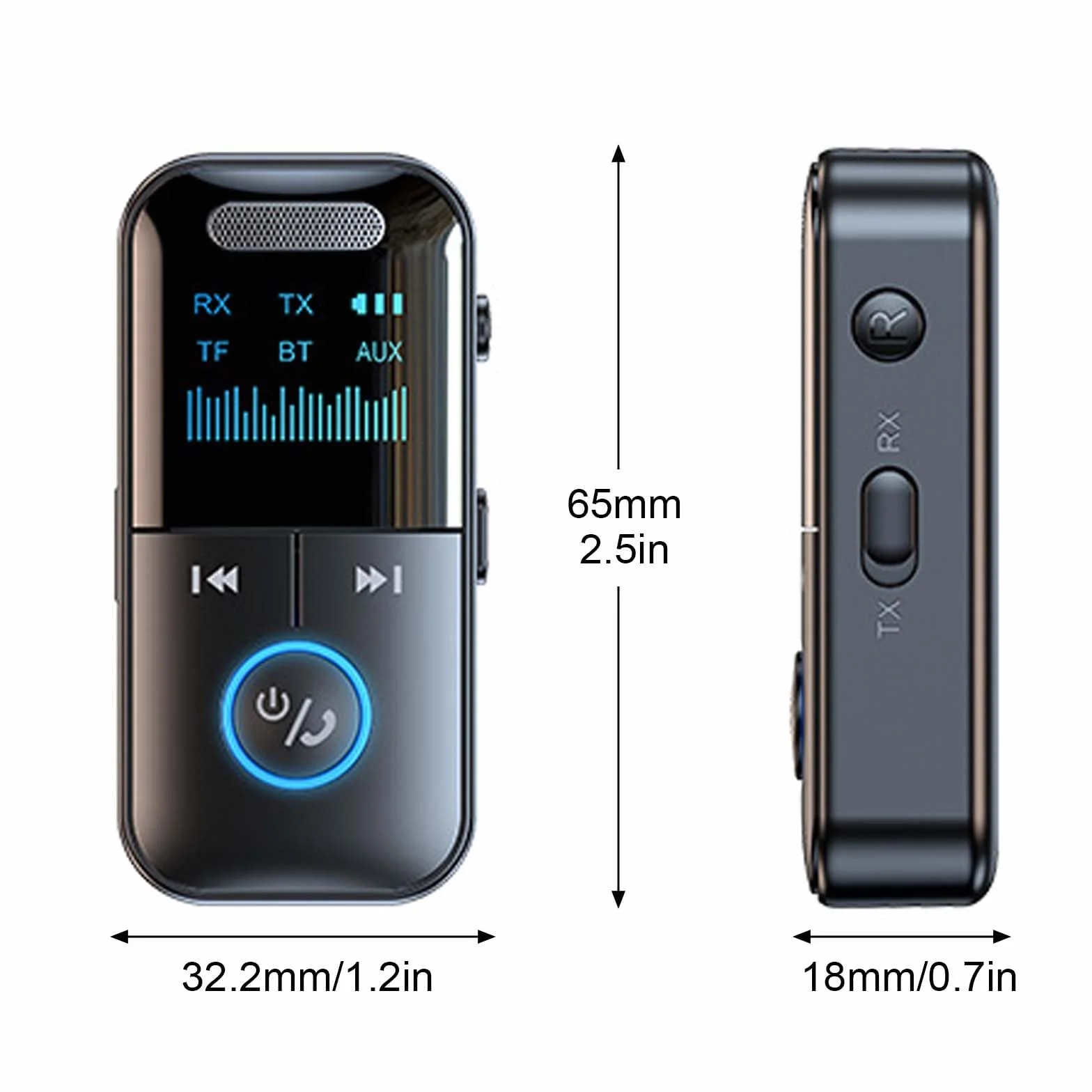 Colexy Adapter Bluetooth 2 w 1 Odbiornik i nadajnik, Bluetooth 5.3 do TV/samochodu/samolotu, podwójne parowanie, gniazdo 3.5mm, do 12 godzin użytkowania