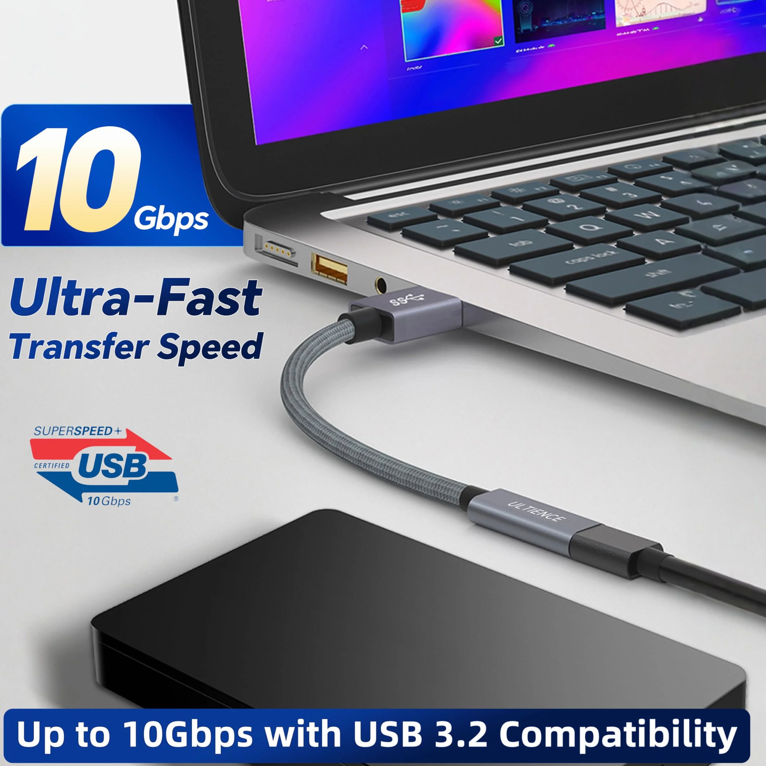Ulepszony adapter USB A męski na USB C, 2-pak, konwerter USB 3.2, szybki transfer danych 10 Gb/s i szybkie ładowanie 60 W, kompatybilny z Apple/iPhone/iPad (12,5 cm szary)