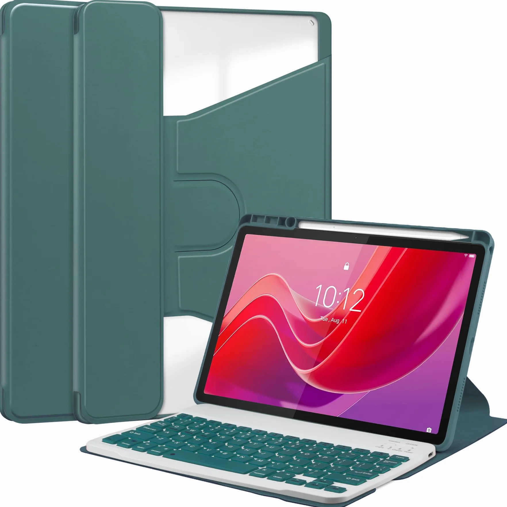 Etui z klawiaturą do tabletu Xiaomi Redmi Pad SE 11 cali 2023, magnetycznie odłączana bezprzewodowa klawiatura Bluetooth ze smukłą podstawką do tabletu Redmi Pad SE 11 cali(Green)