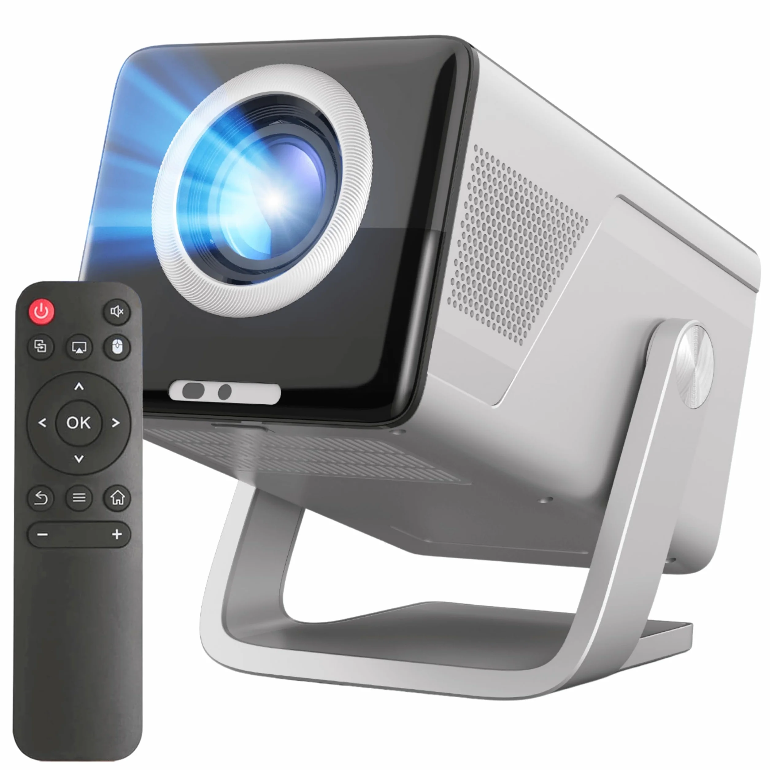 Reagle Projektor LED 1000 ANSI Full HD 1080p R-MOVIELUM-P50 z Autofokusem Upscaling Do 4K 8K, ANDROID 14 Smart TV WiFi BT 5.4, 130 Cali, Przenośny Rzutnik Do Kina Domowego Gamingu Laptop Telefon