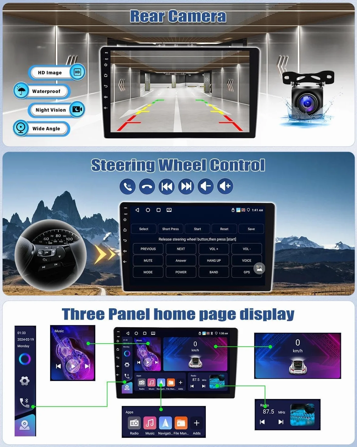 CAMECHO 4+64 GB Android 15 Radiomagnitofon z CarPlay dla Mercedes-Benz Smart Fortwo 2005–2010 Nawigacja CarPlay Android Auto 9″ ekran dotykowy Bluetooth MirrorLink WiFi FM/RDS EQ + kamera