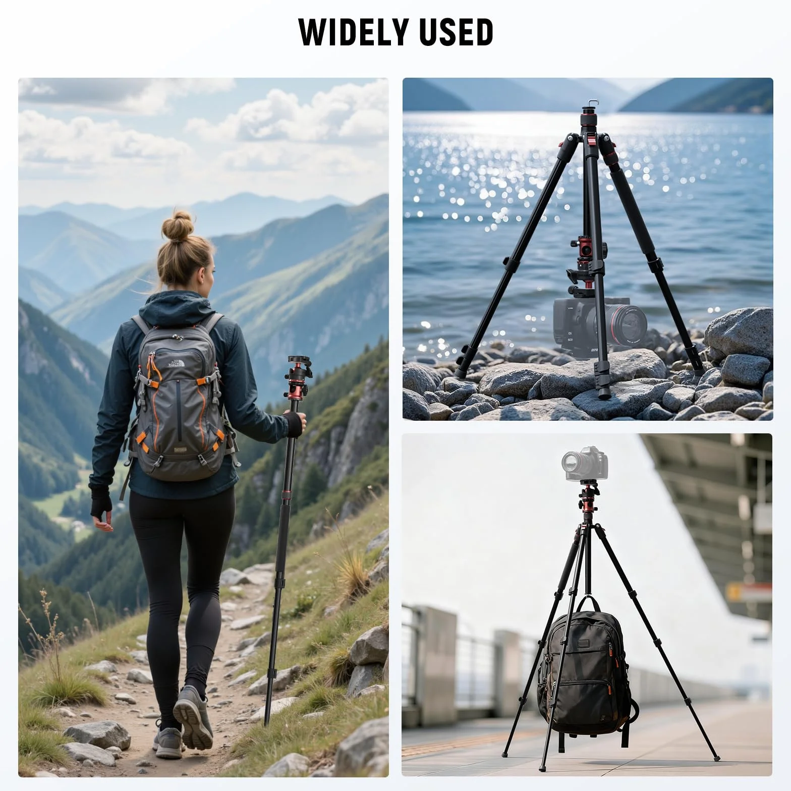 NEEWER BASICS 180.1 cm statyw monopod z kolumną środkową i głowicą kulową, stojak do szybkiego zwalniania lustrzanki cyfrowej, kompatybilny z nagrywaniem wideo w podróży przez telefon, maksymalne