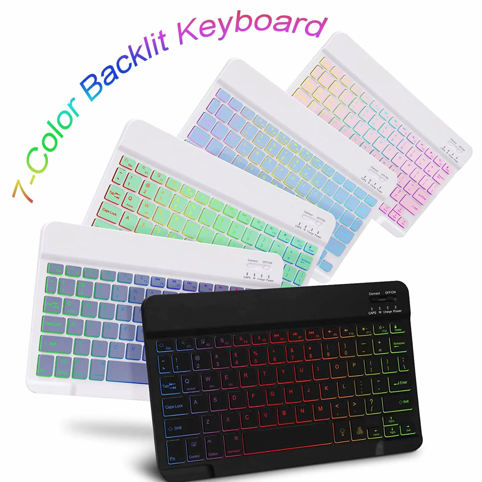 Etui na klawiaturę z myszą do Xiaomi Pad 6/Pad 6 Pro 11 cali z 2023 r., 7 kolorów podświetlanej bezprzewodowej klawiatury Bluetooth, magnetycznie odłączanej klawiatury, lekkie etui Folio,Black