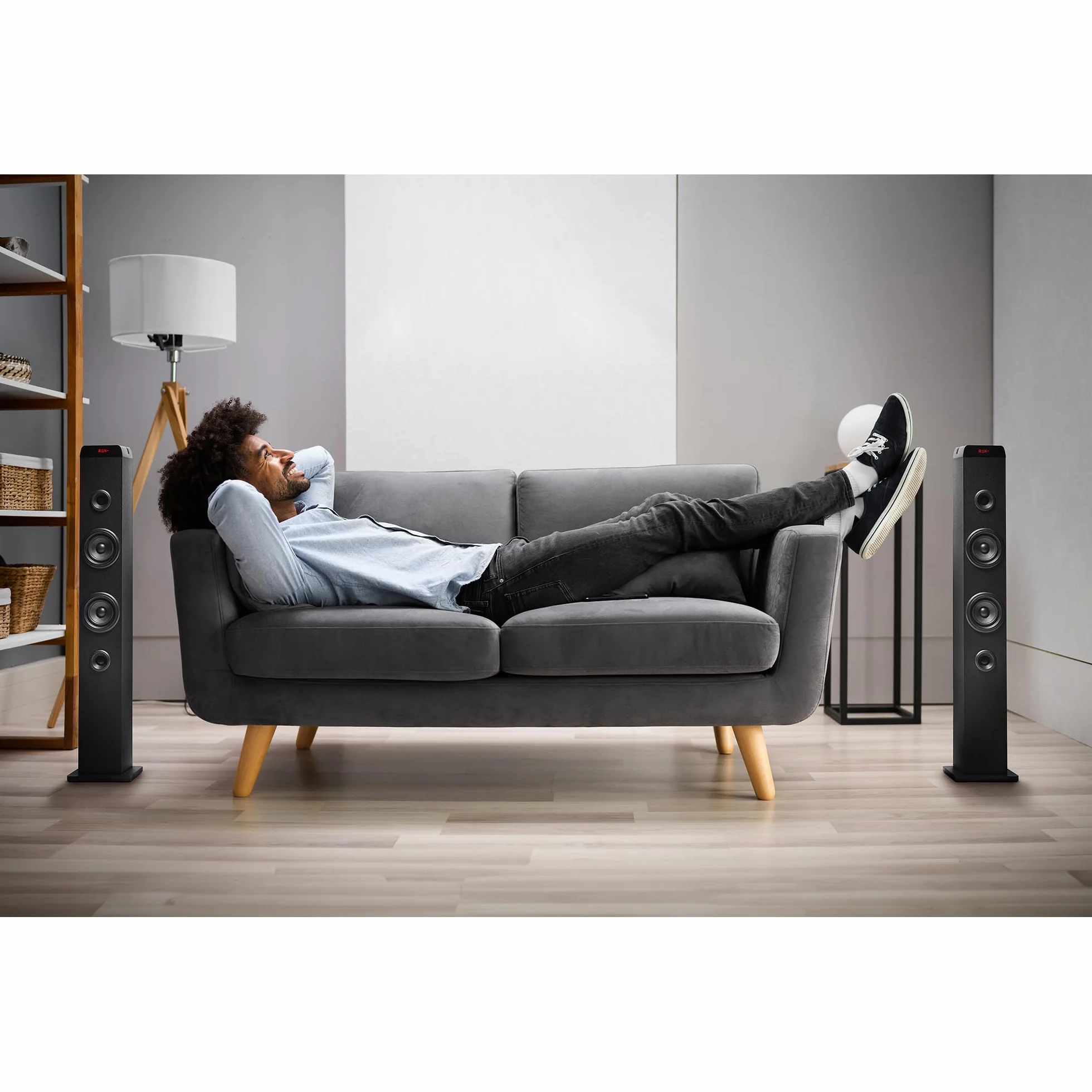 NGS Sky Charm Pro 50 W wieża dźwiękowa z Bluetooth 5.4, optyczna, USB, AUX-IN, radio FM, funkcja nadawania, mikrofon do karaoke, pilot zdalnego sterowania, czarny