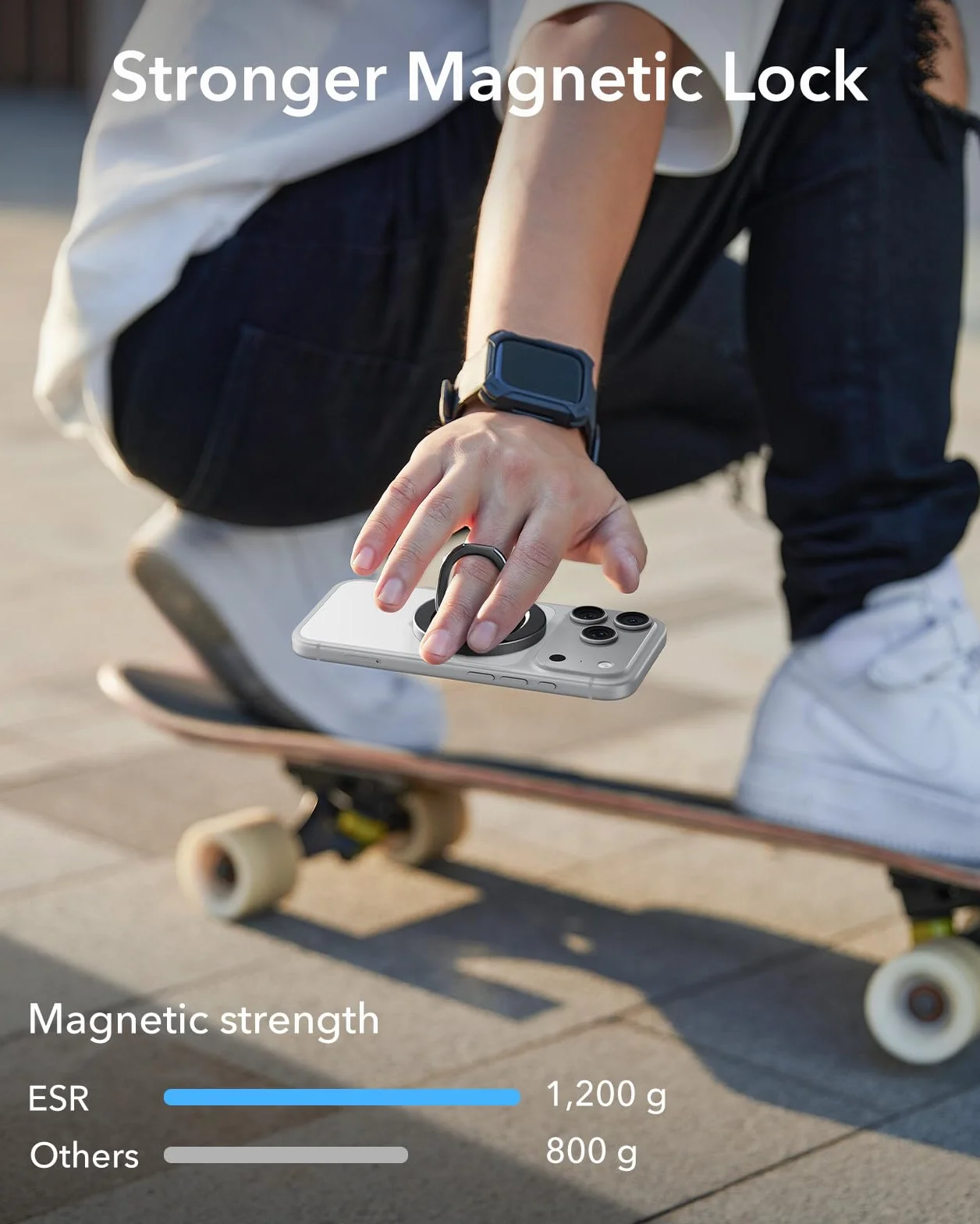 ESR MagSafe Ring Holder, podwójny pierścień magnetyczny uchwyt na telefon do wszystkich smartfonów, stop MagSafe stojak na telefon iPhone Air 17 Pro Max 16 15 14 Plus 13 12-7, Galaxy S25, Pixel 10 (2