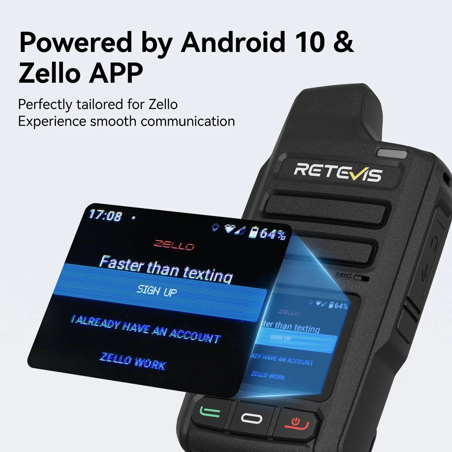 Retevis L71 Radiotelefon sieciowy 4G, Nieograniczony Zasięg, Typu C, Obsługa Wi-Fi i Zello, 4000 mAh, Przenośne Radiotelefony Dwukierunkowe z Funkcją PoC na Rodzinne Wycieczki (1 Szt.)